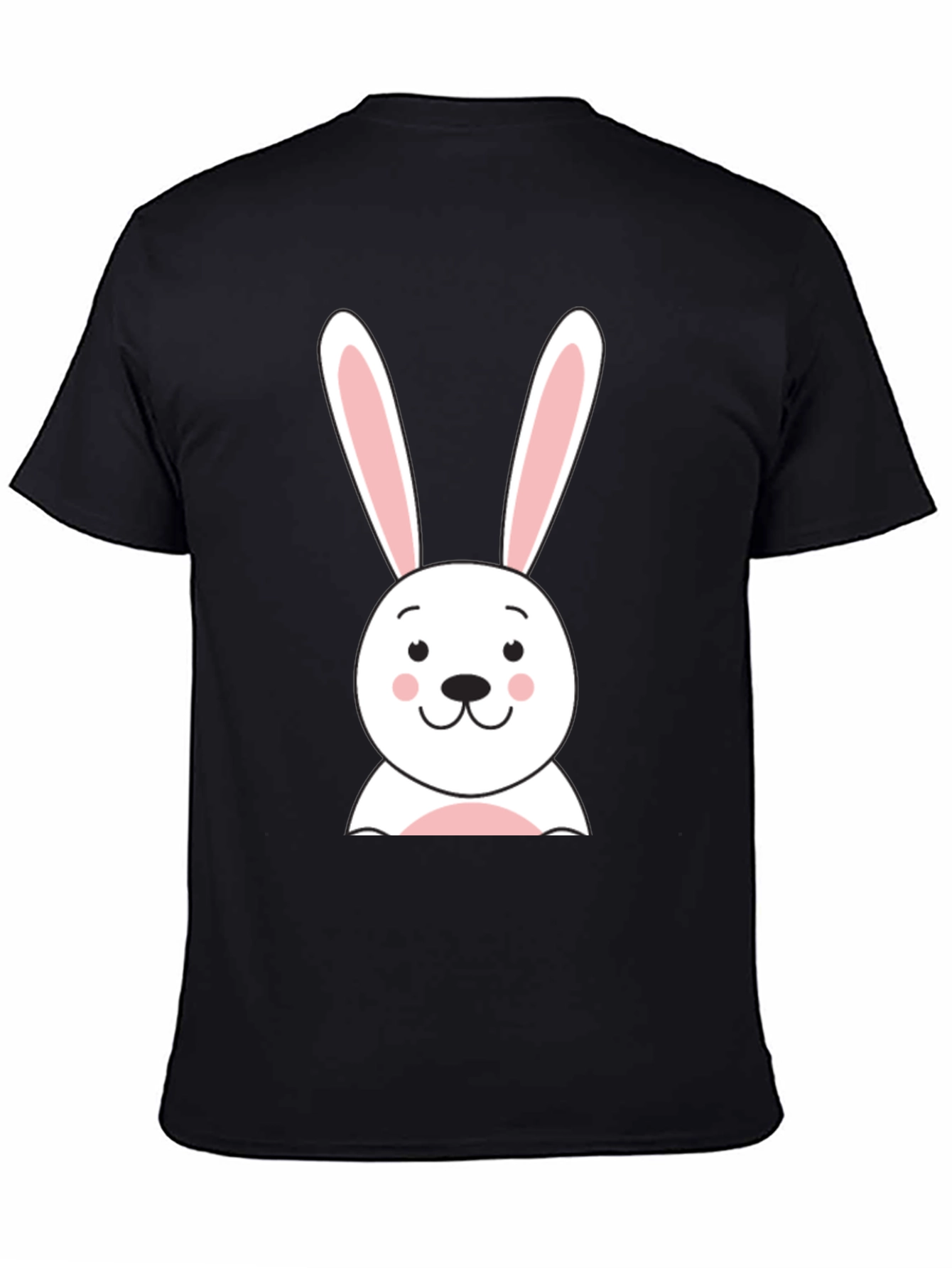 Cute Bunny Graphic Tee - Black Cotton T-Shirt