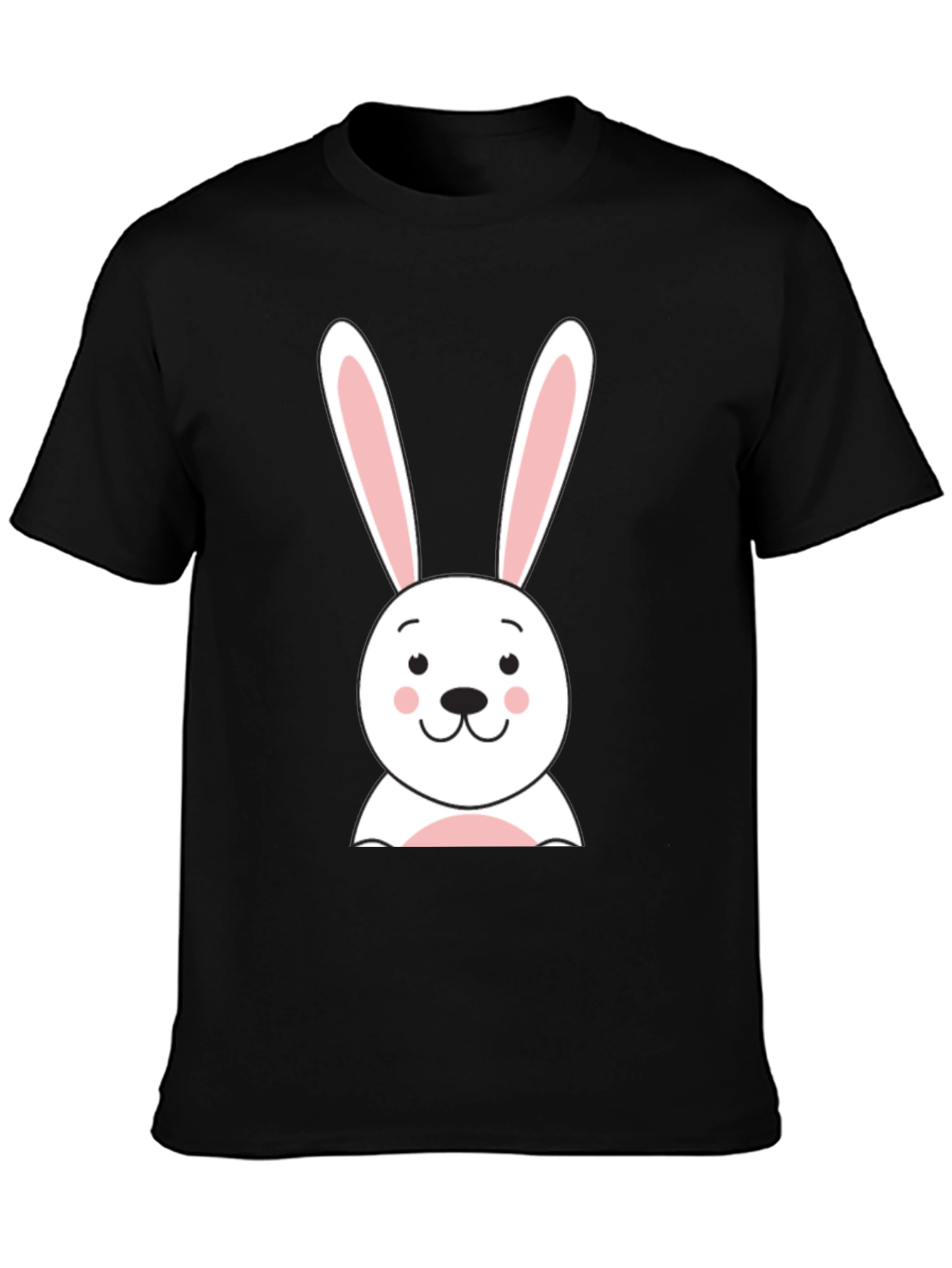 Cute Bunny Graphic Tee - Black Cotton T-Shirt