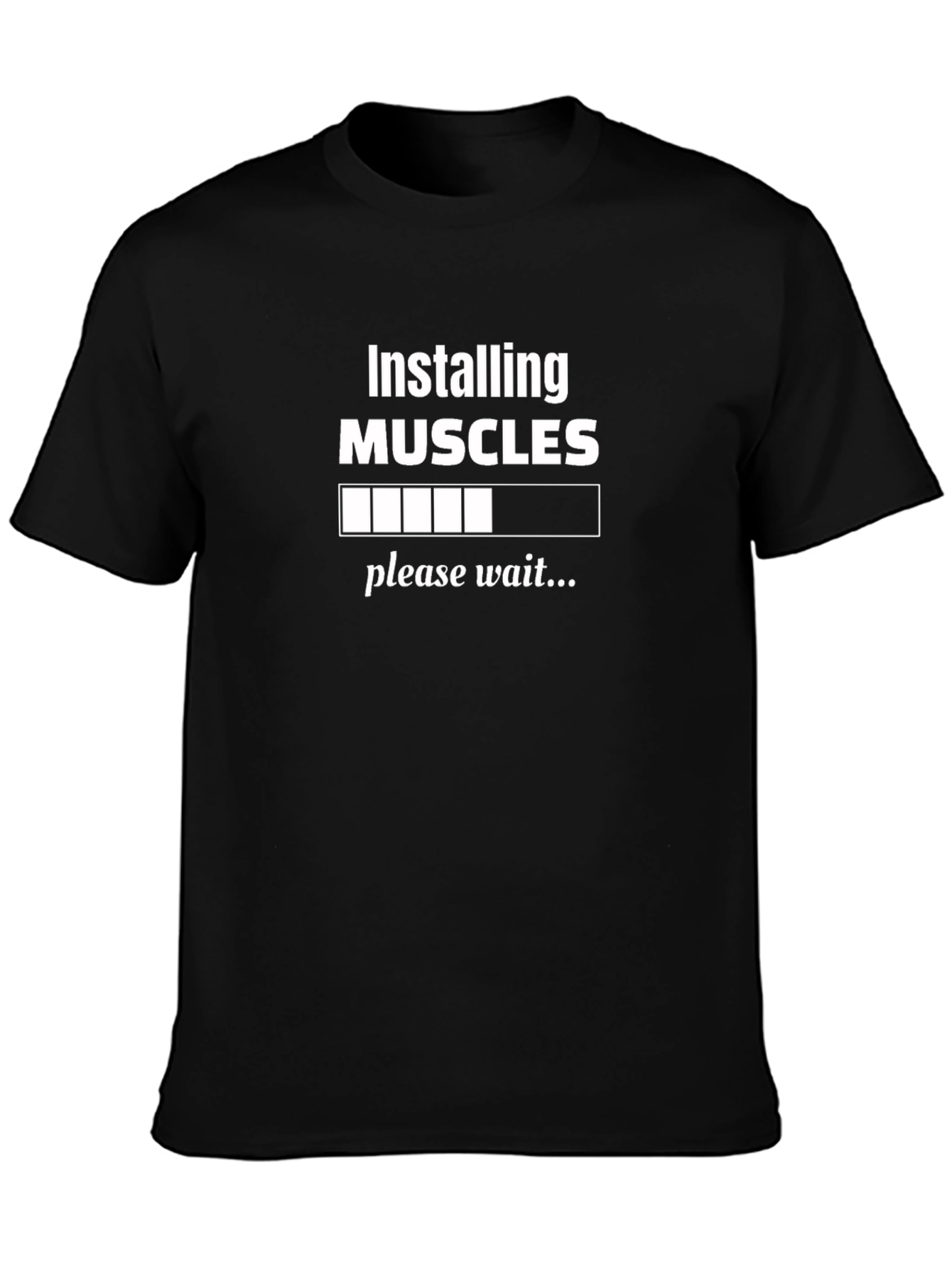 Installing Muscles Funny Black T-Shirt