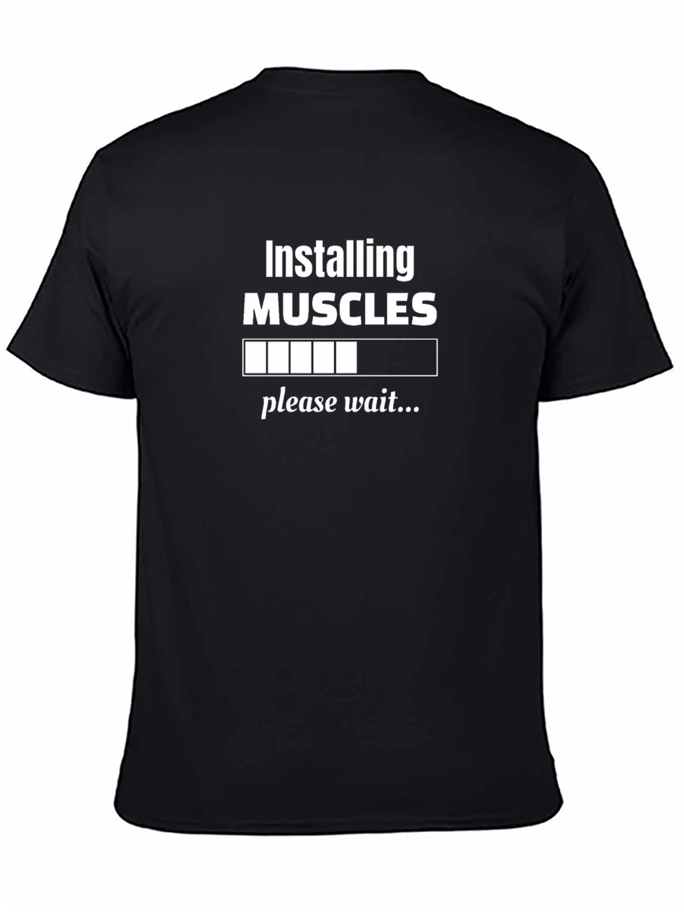 Installing Muscles Funny Black T-Shirt