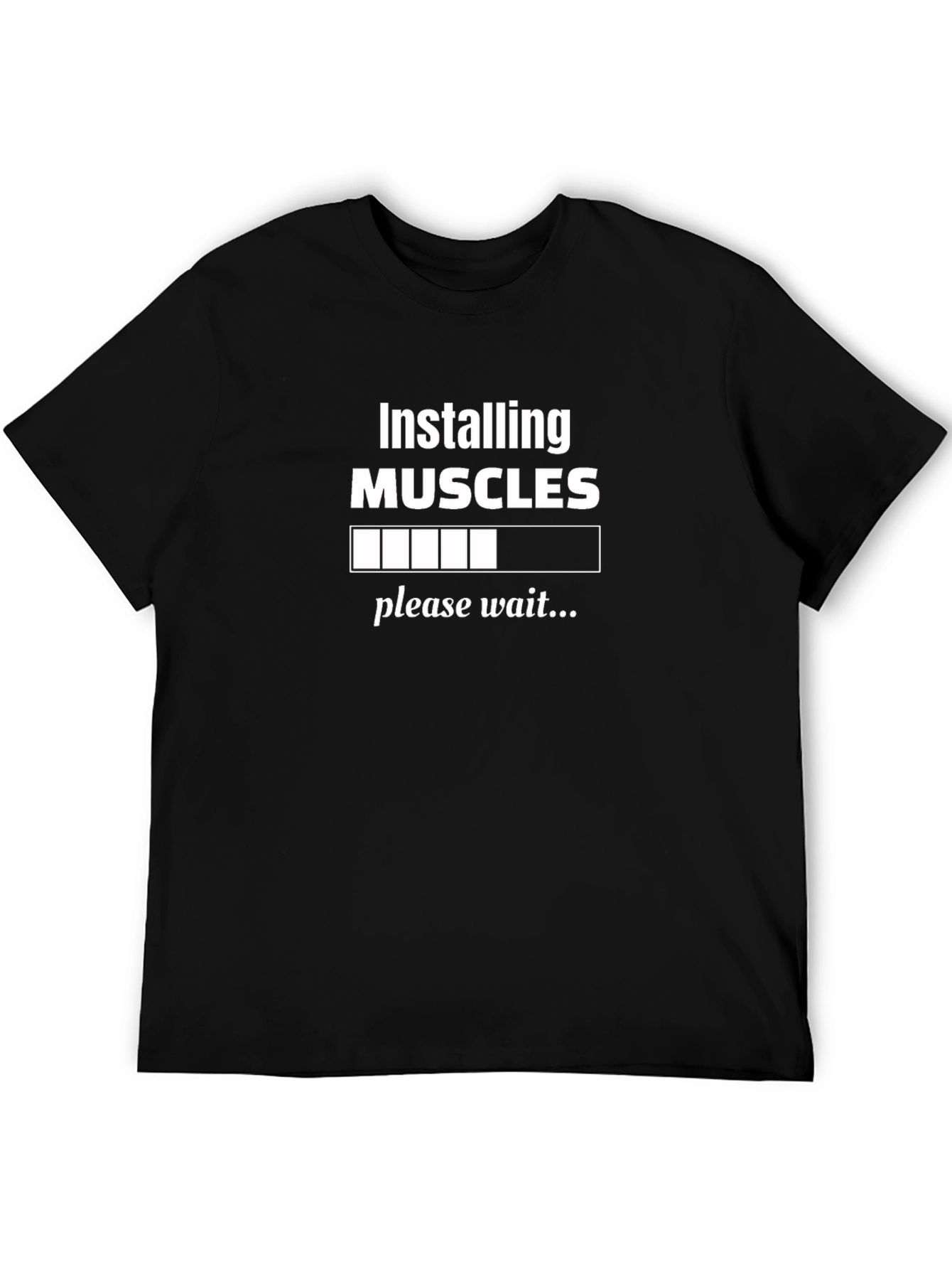 Installing Muscles Funny Black T-Shirt