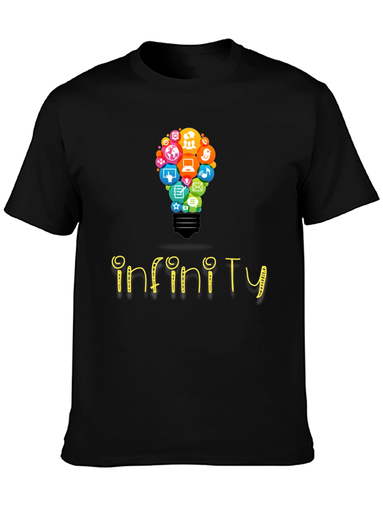 Infinity Social Media Bulb Mens Black T-Shirt