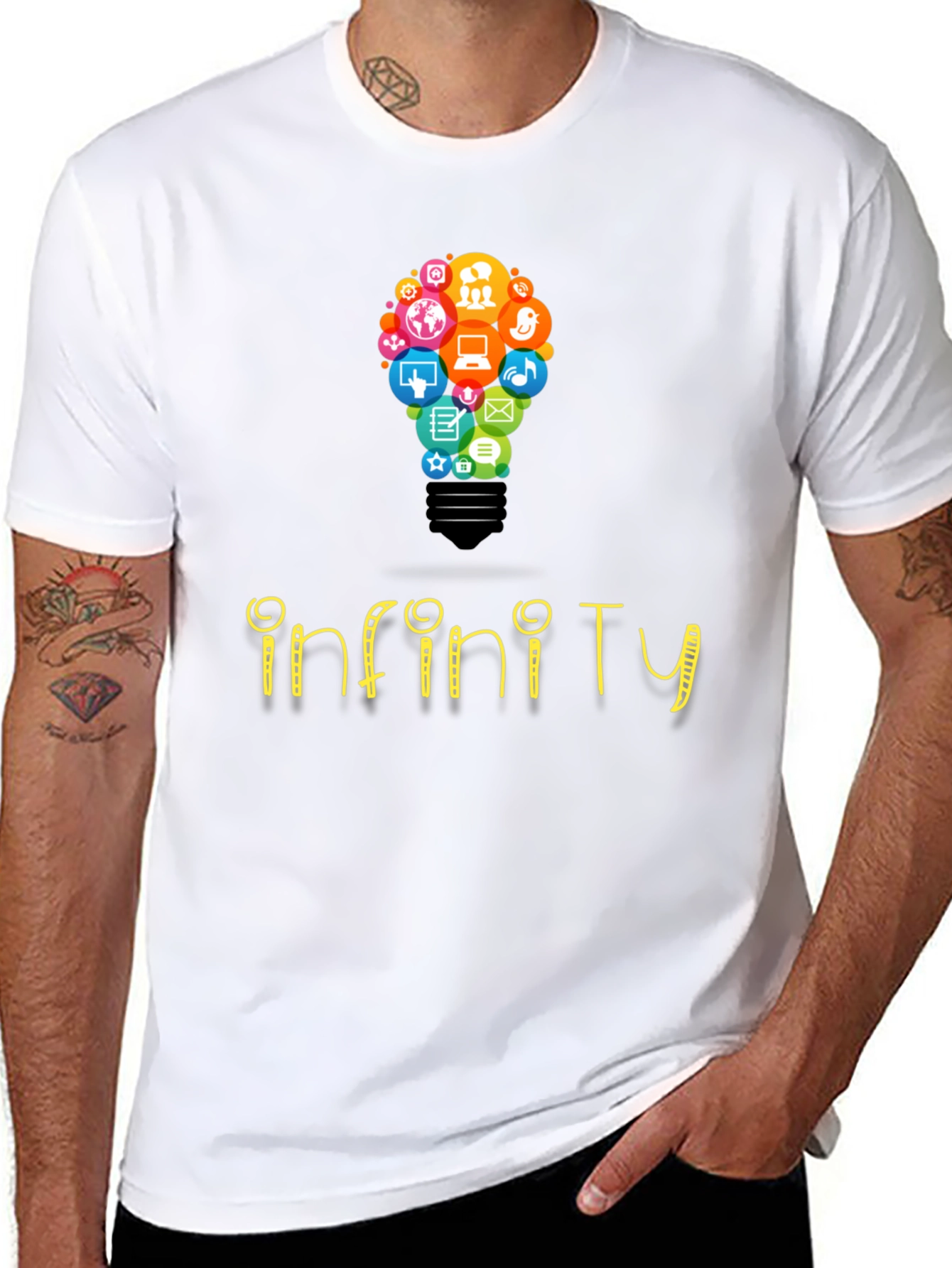 Infinity Social Media Bulb Mens Black T-Shirt