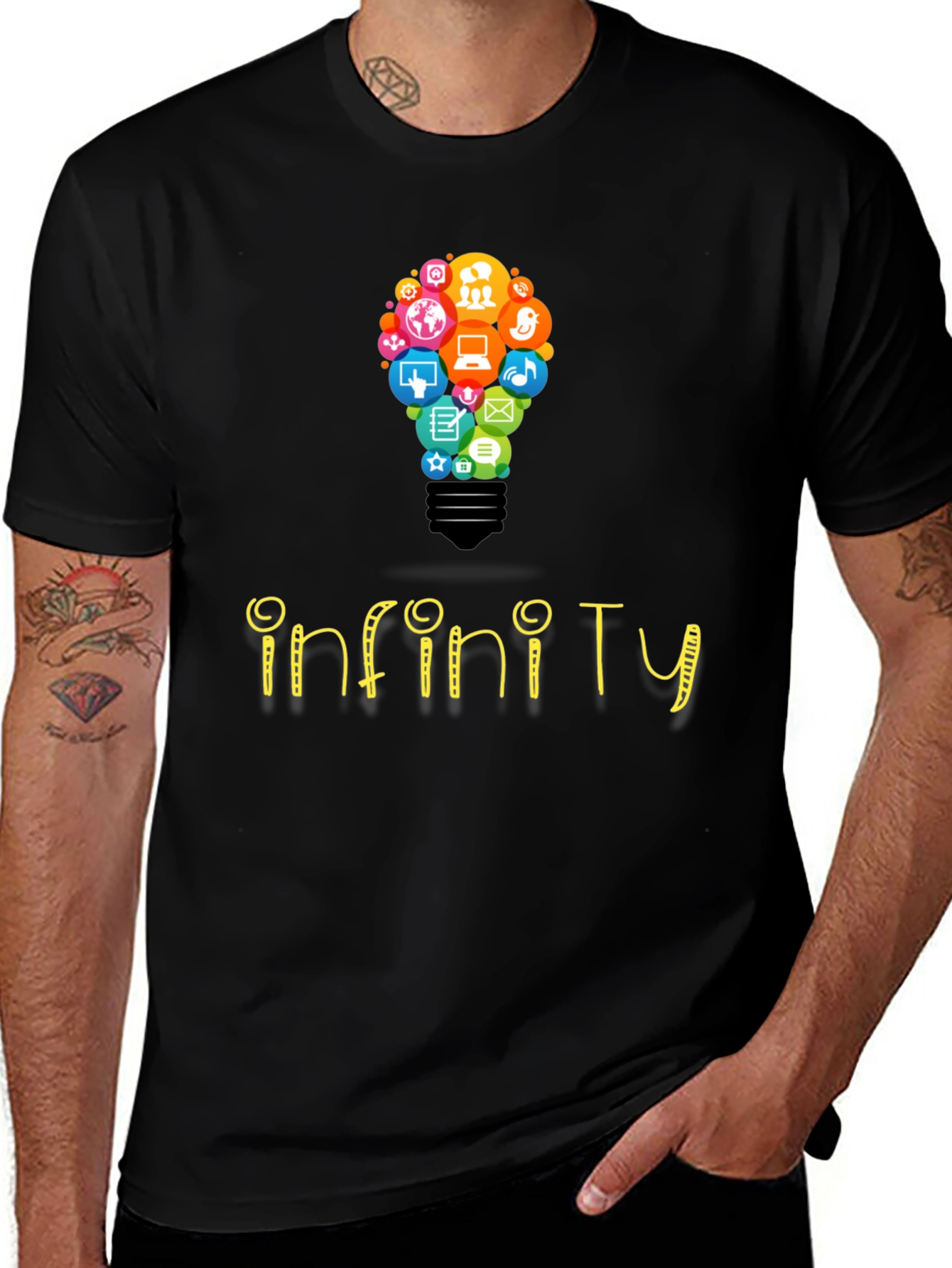 Infinity Social Media Bulb Mens Black T-Shirt