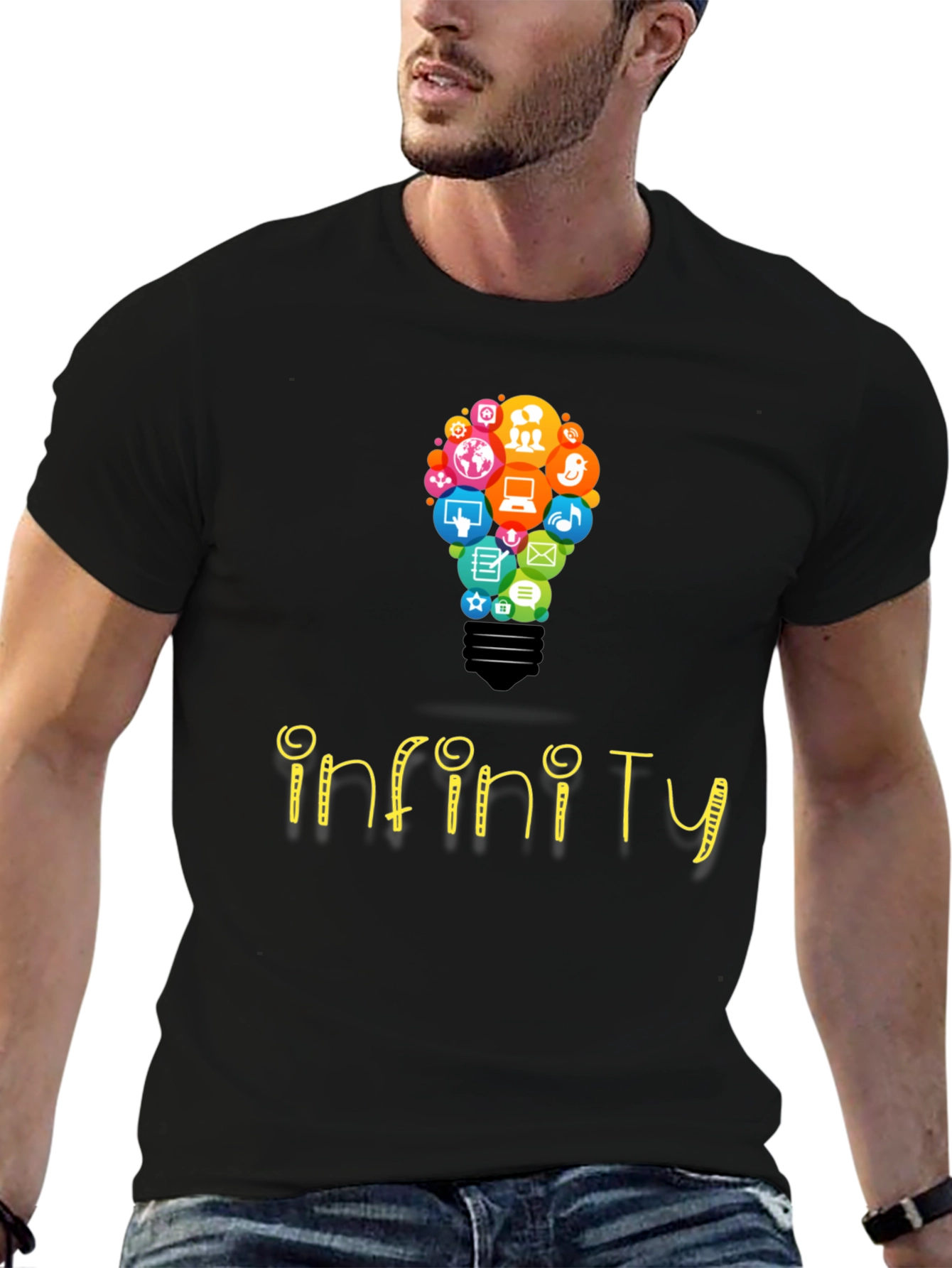 Infinity Social Media Bulb Mens Black T-Shirt