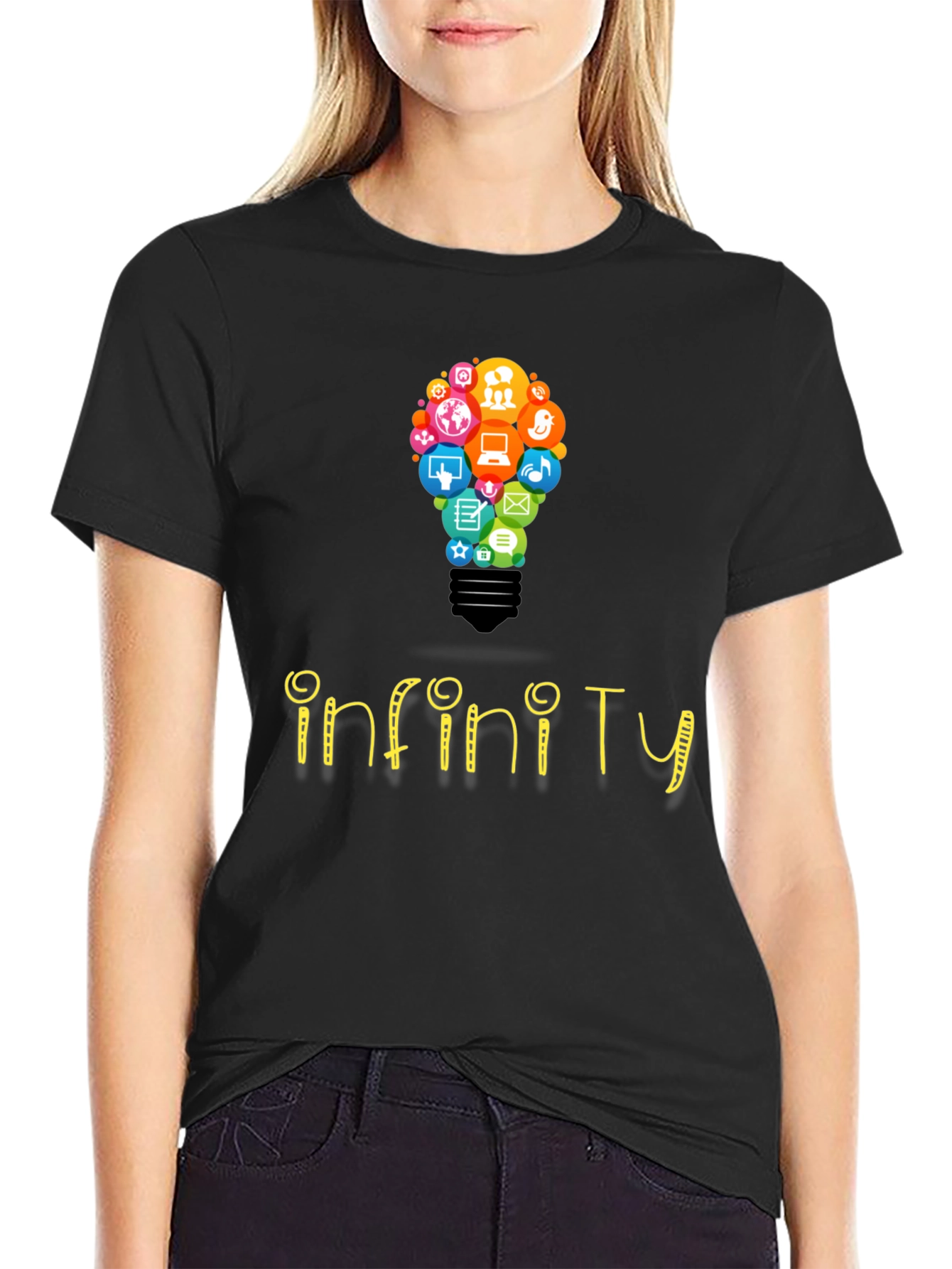 Infinity Social Media Bulb Mens Black T-Shirt