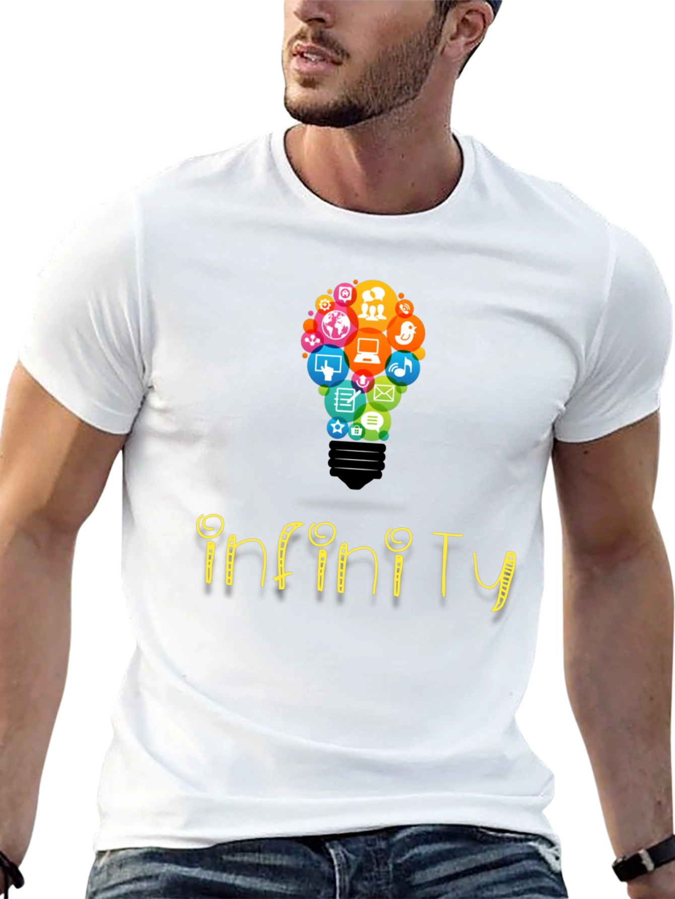 Infinity Social Media Bulb Mens Black T-Shirt