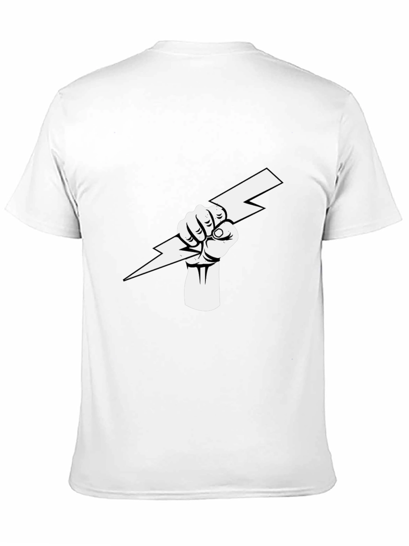 Black T-Shirt with Fist Holding Lightning Bolt