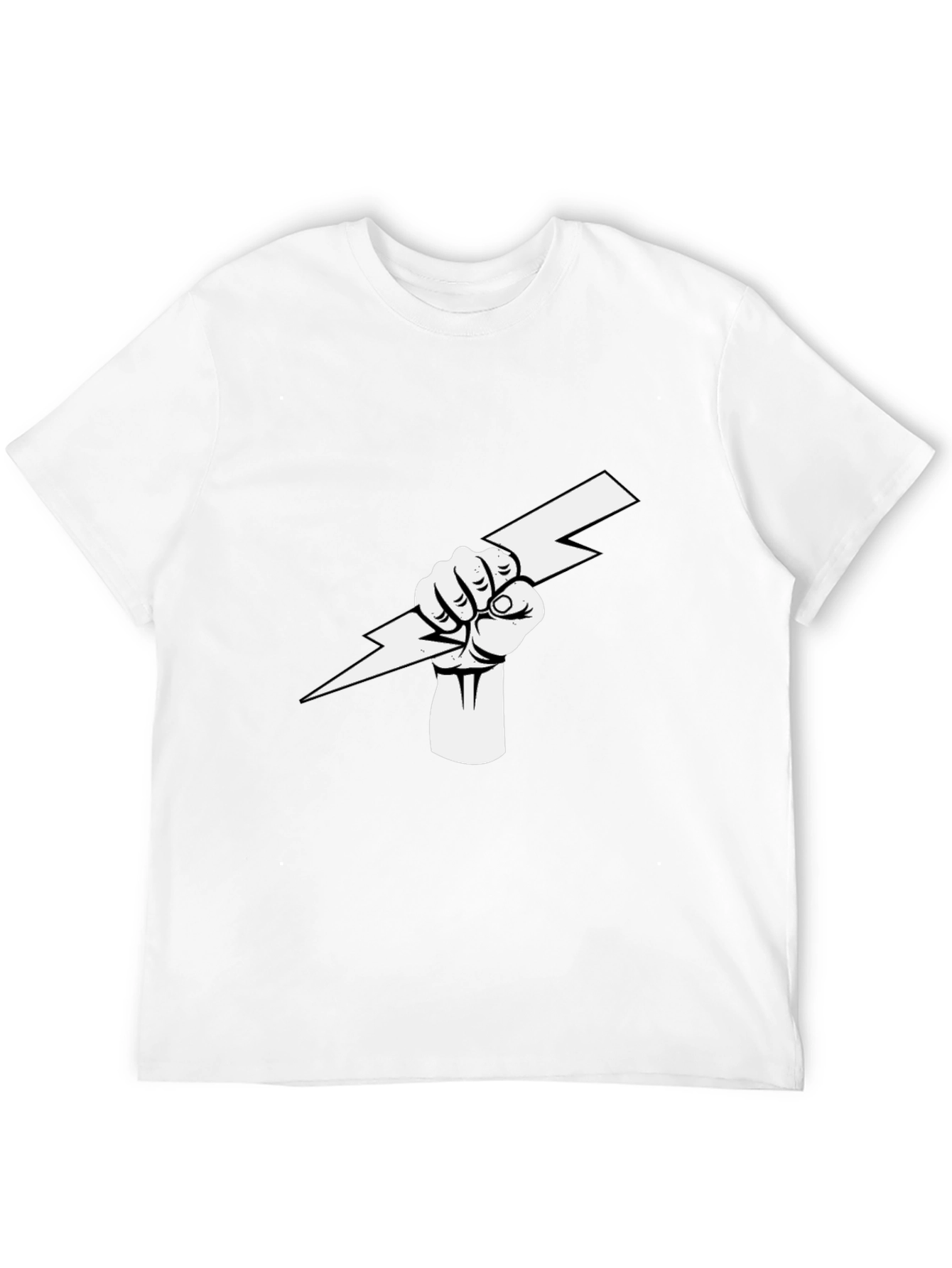 Black T-Shirt with Fist Holding Lightning Bolt