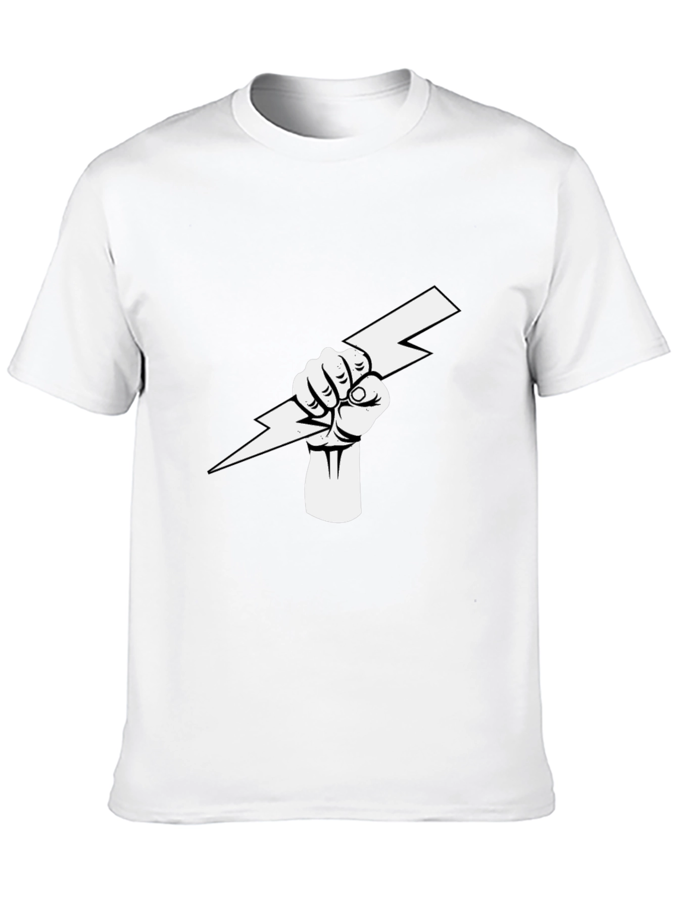 Black T-Shirt with Fist Holding Lightning Bolt