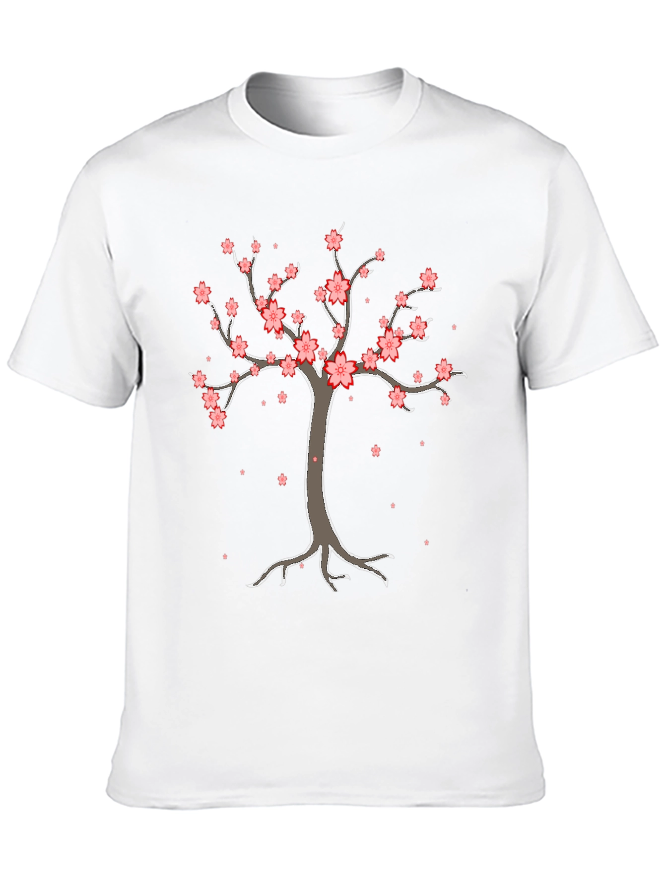 Cherry Blossom Tree Graphic Tee - Black Cotton T-Shirt
