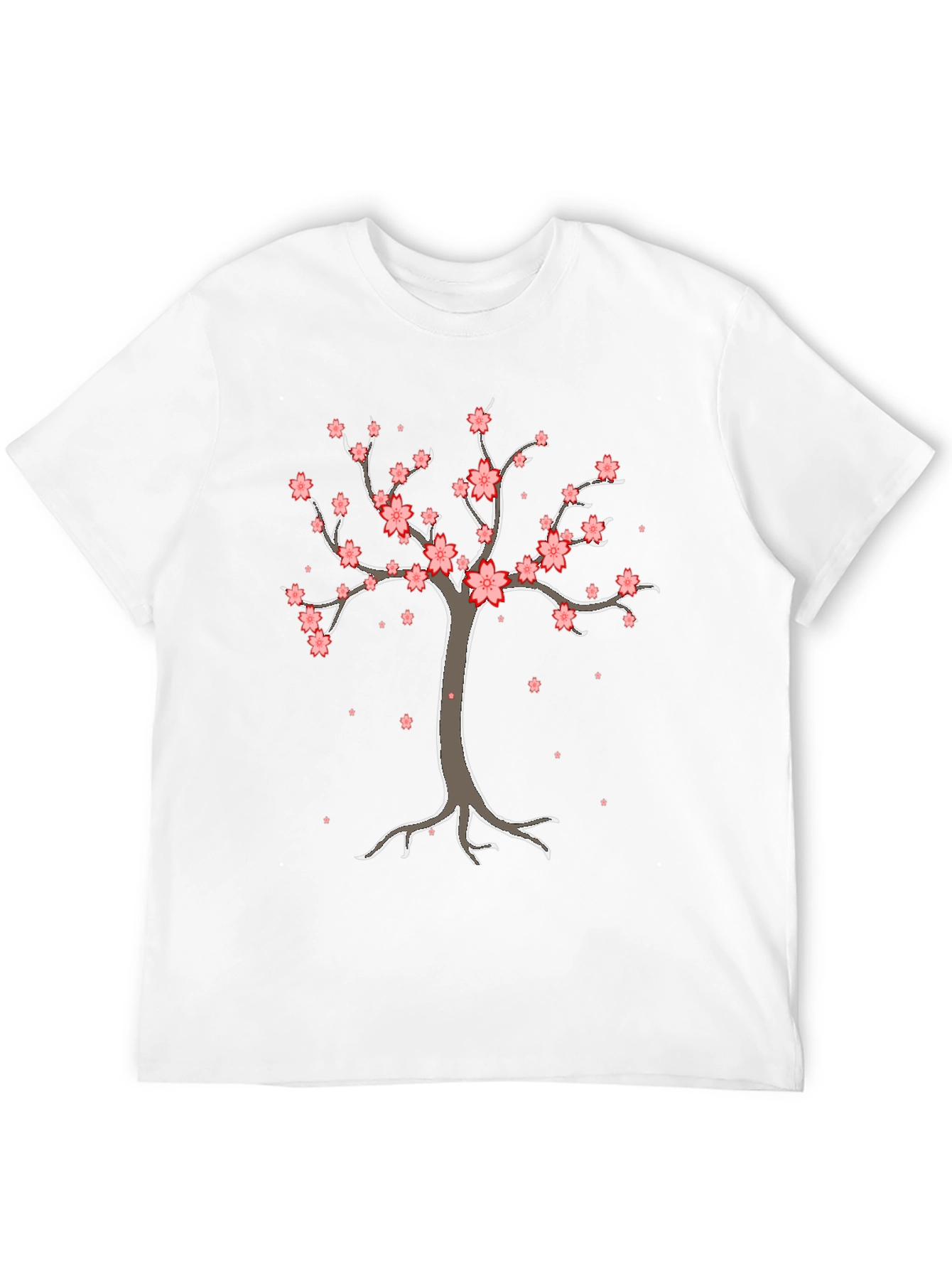 Cherry Blossom Tree Graphic Tee - Black Cotton T-Shirt