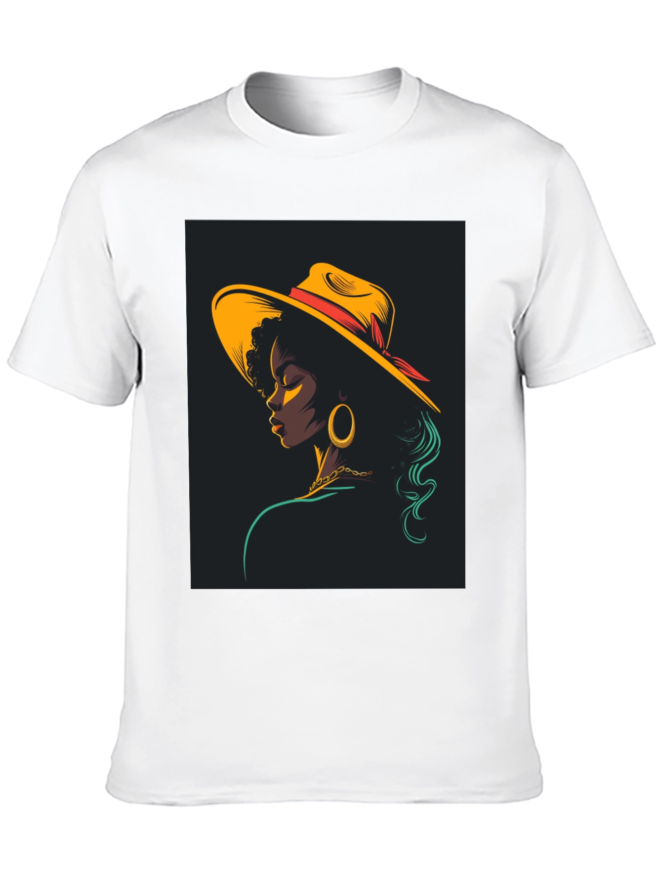 Stylish Black T-Shirt with Retro Woman Graphic