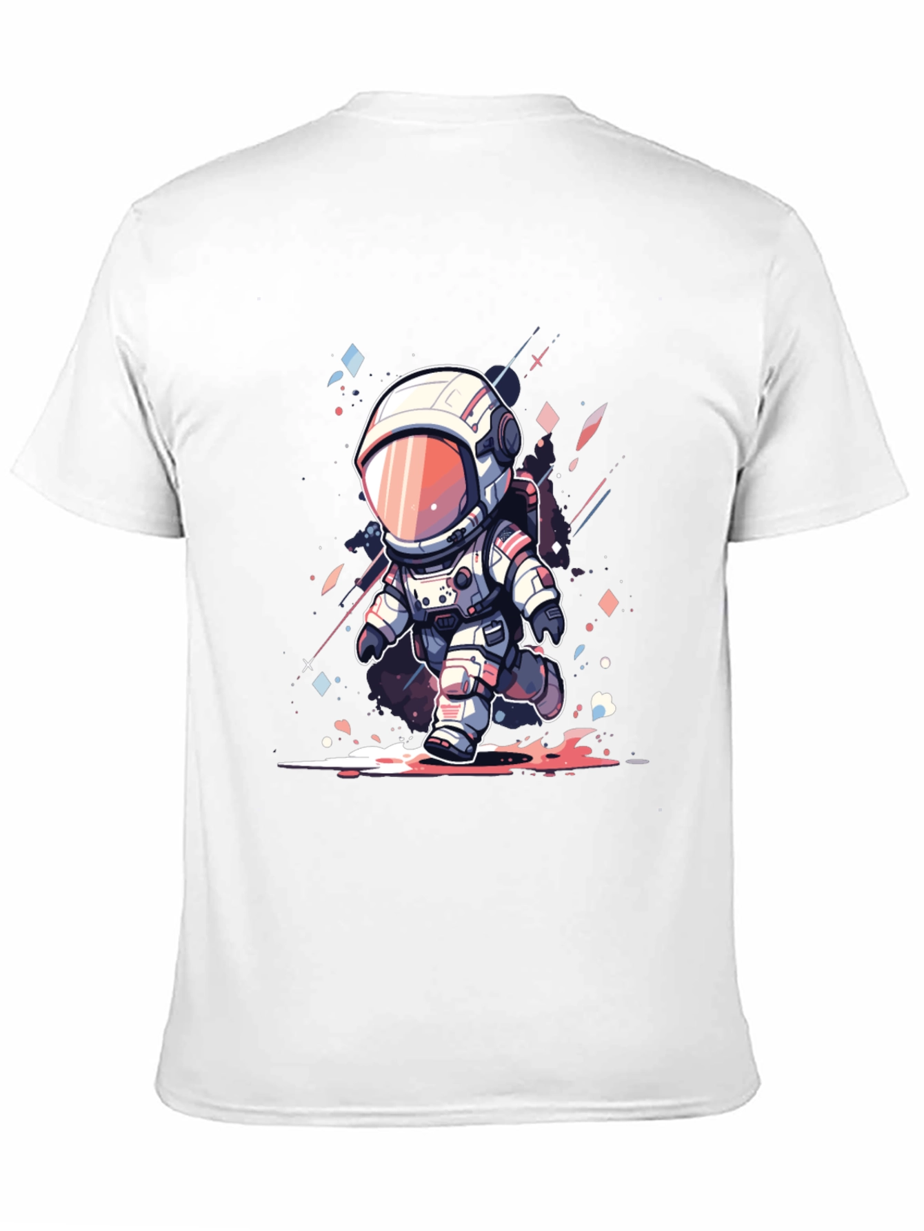 Cartoon Astronaut Black T-Shirt