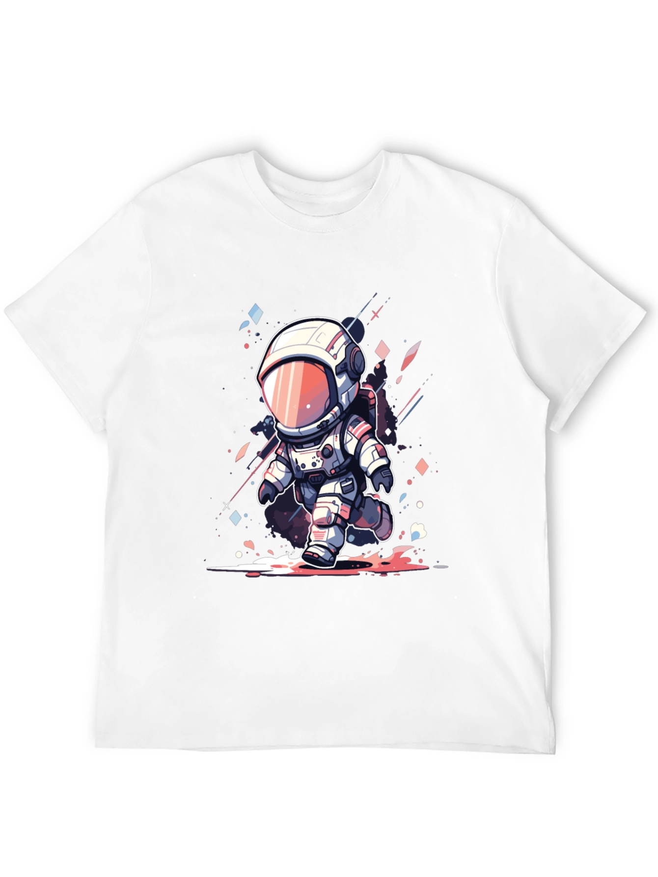 Cartoon Astronaut Black T-Shirt