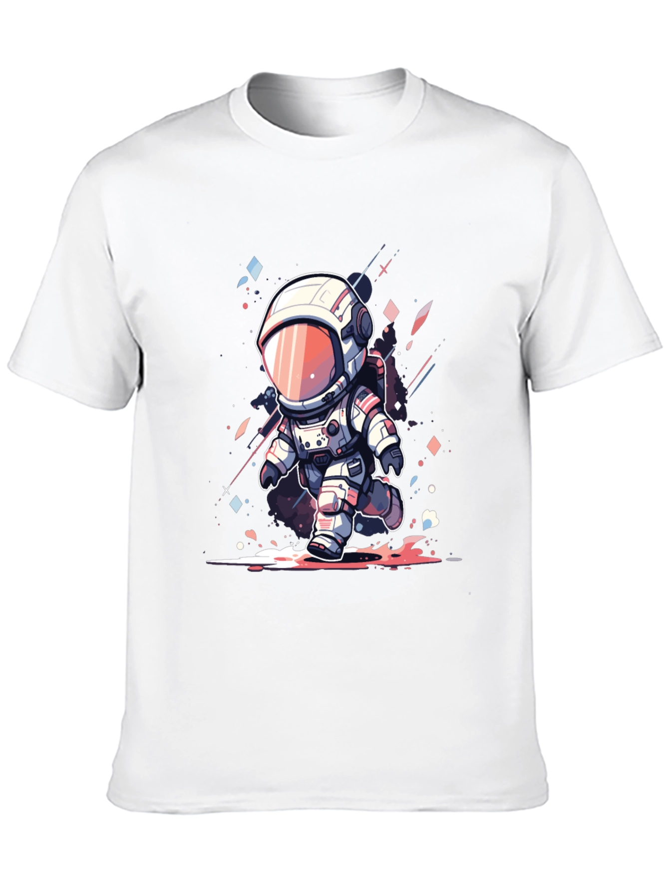 Cartoon Astronaut Black T-Shirt