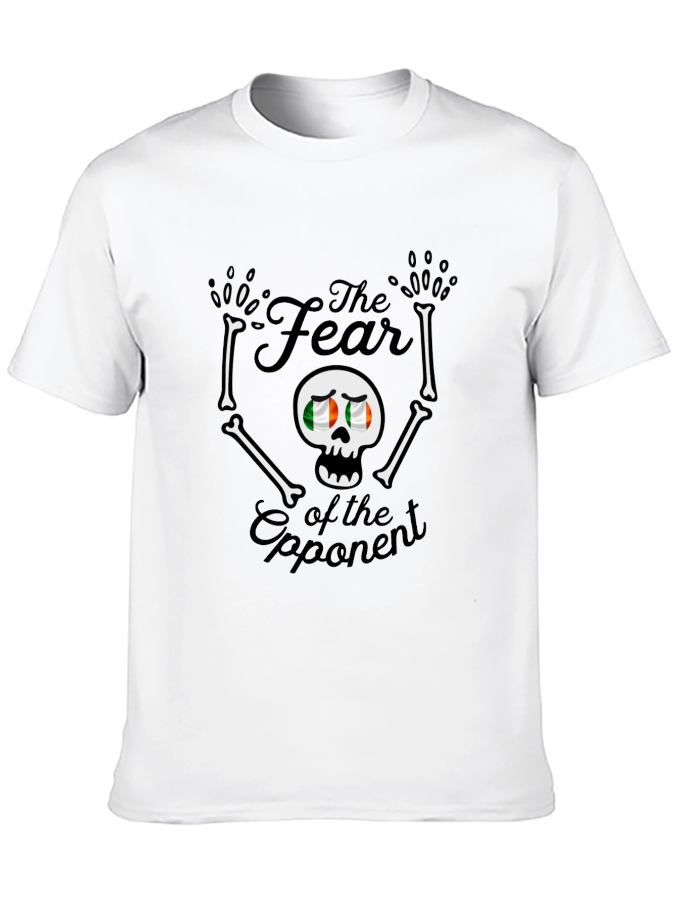 Fear of the Opponent Skeleton Ireland Flag Graphic T-Shirt