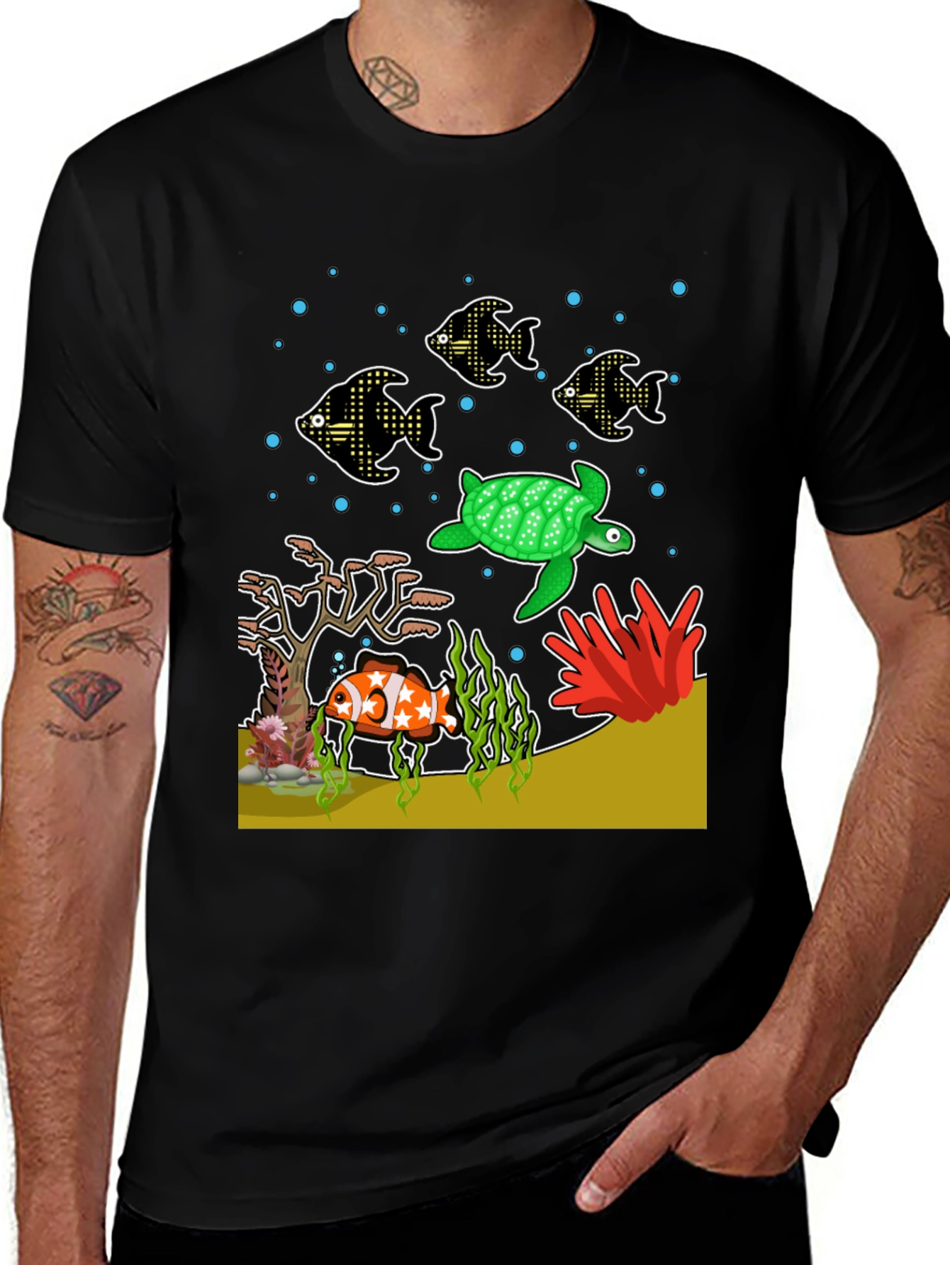 Aquatic Life Graphic T-Shirt