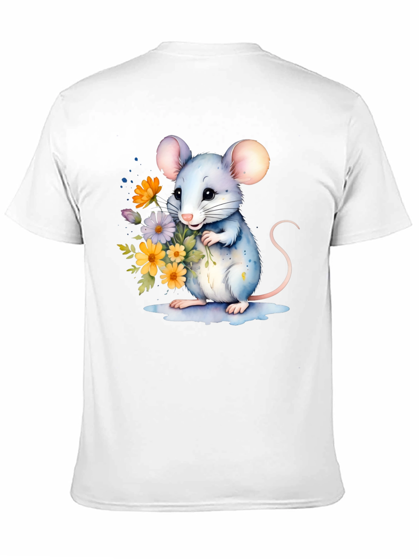 Cute Mouse With Flowers Graphic T-Shirt