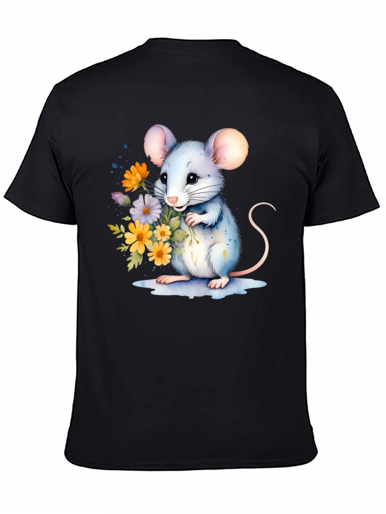 Cute Mouse With Flowers Graphic T-Shirt