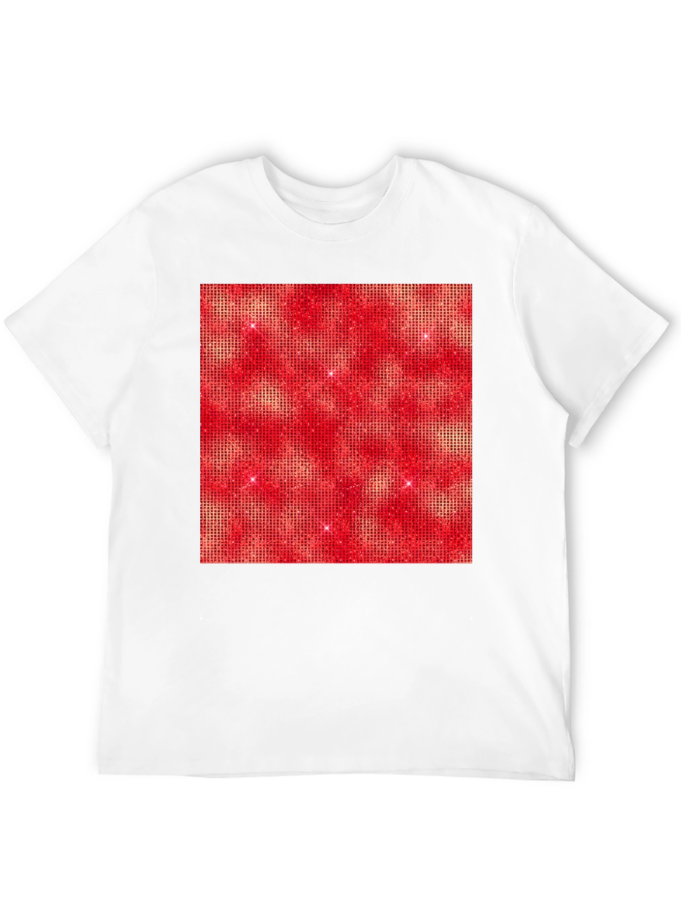 Red Square Design Black T-Shirt
