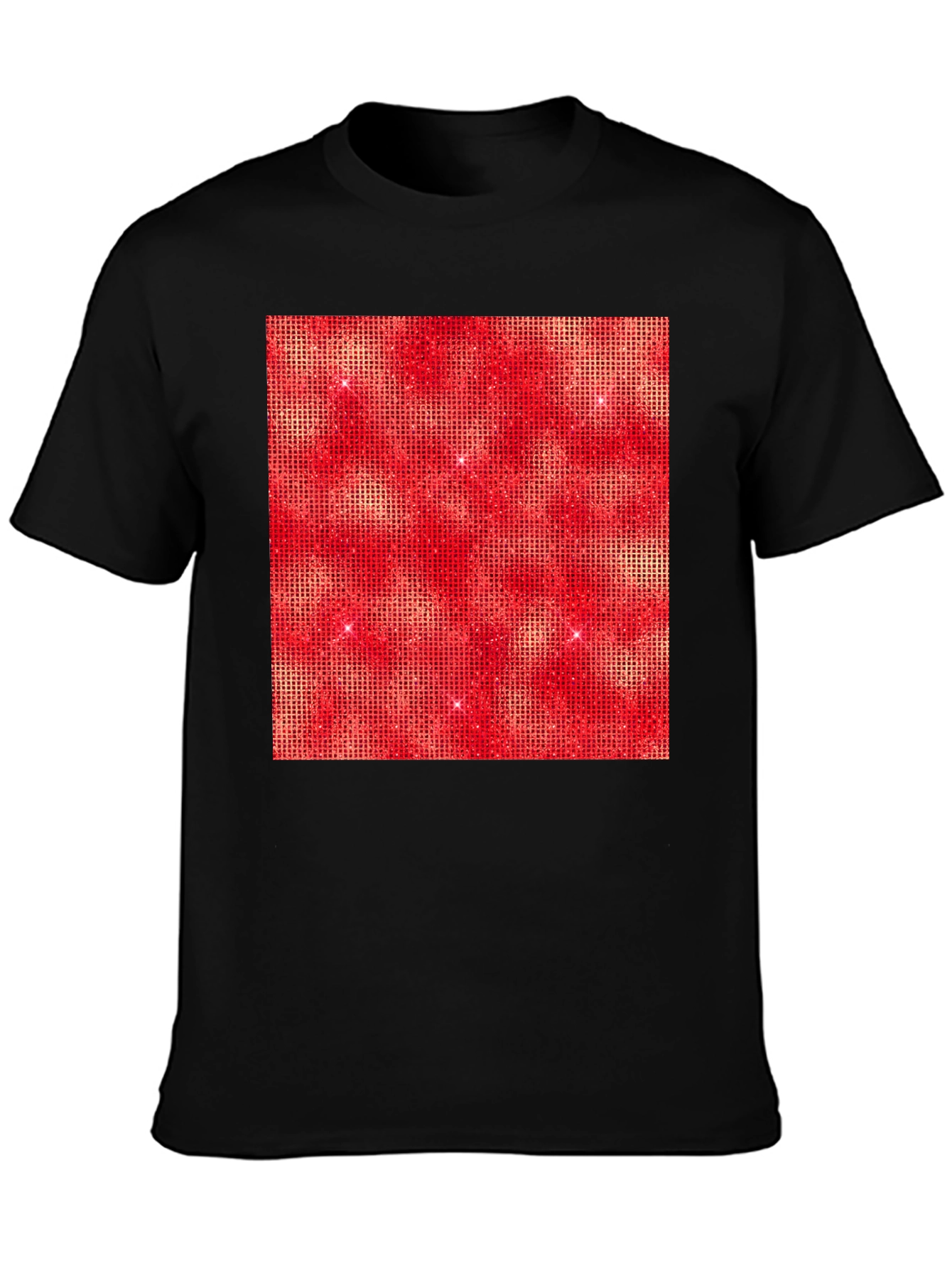 Red Square Design Black T-Shirt