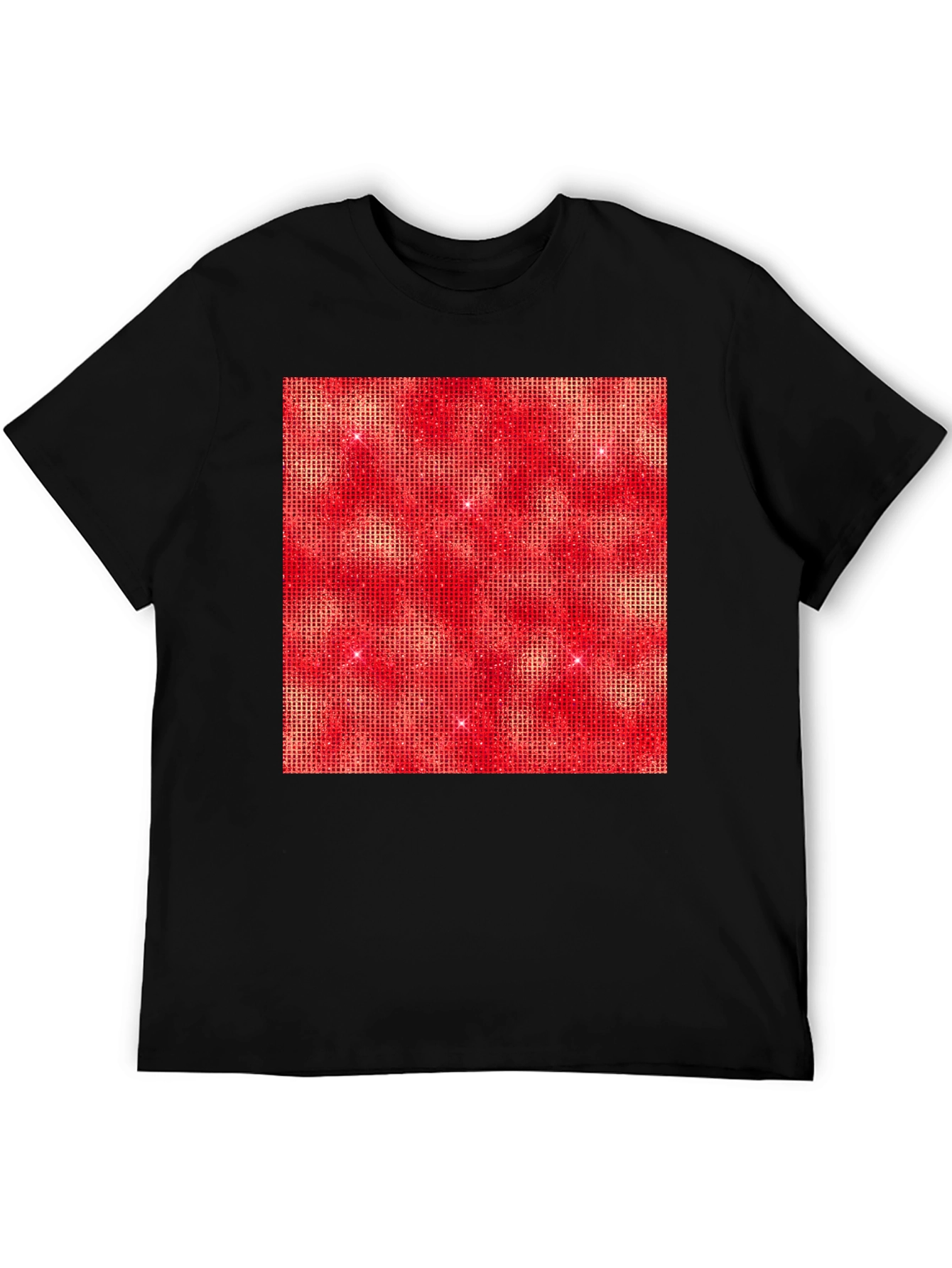 Red Square Design Black T-Shirt