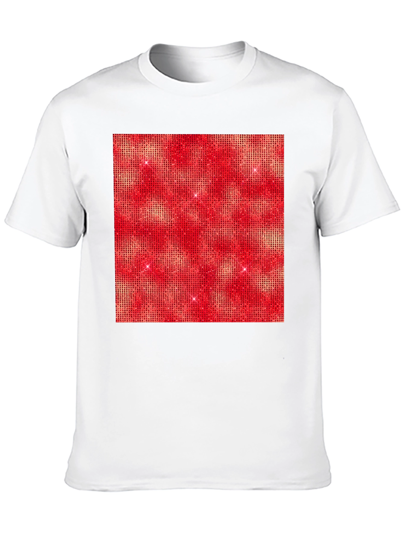 Red Square Design Black T-Shirt