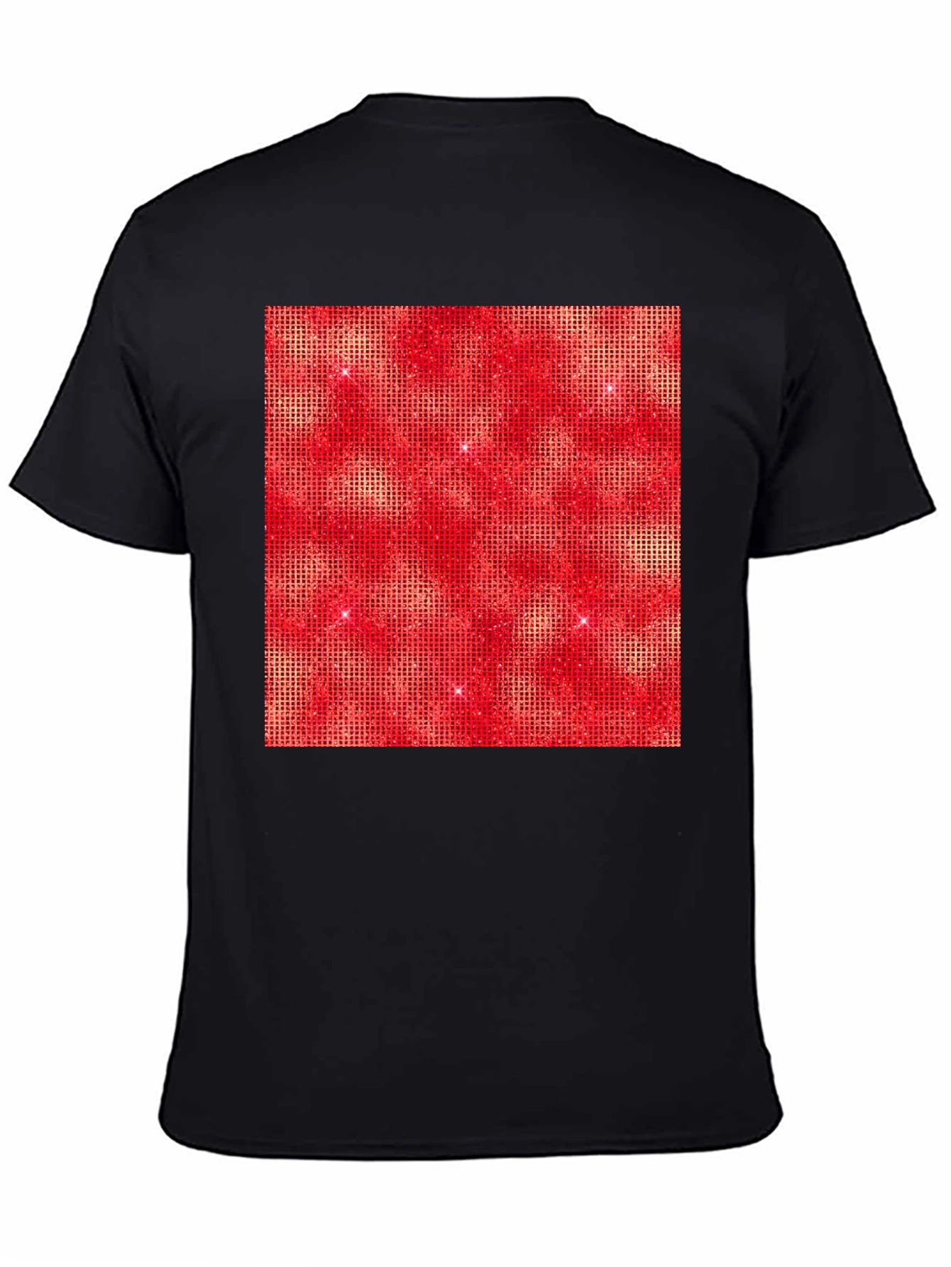 Red Square Design Black T-Shirt