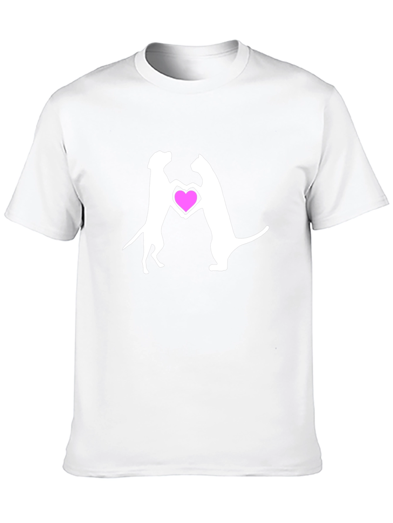 Dog & Cat Heart Graphic Black T-Shirt