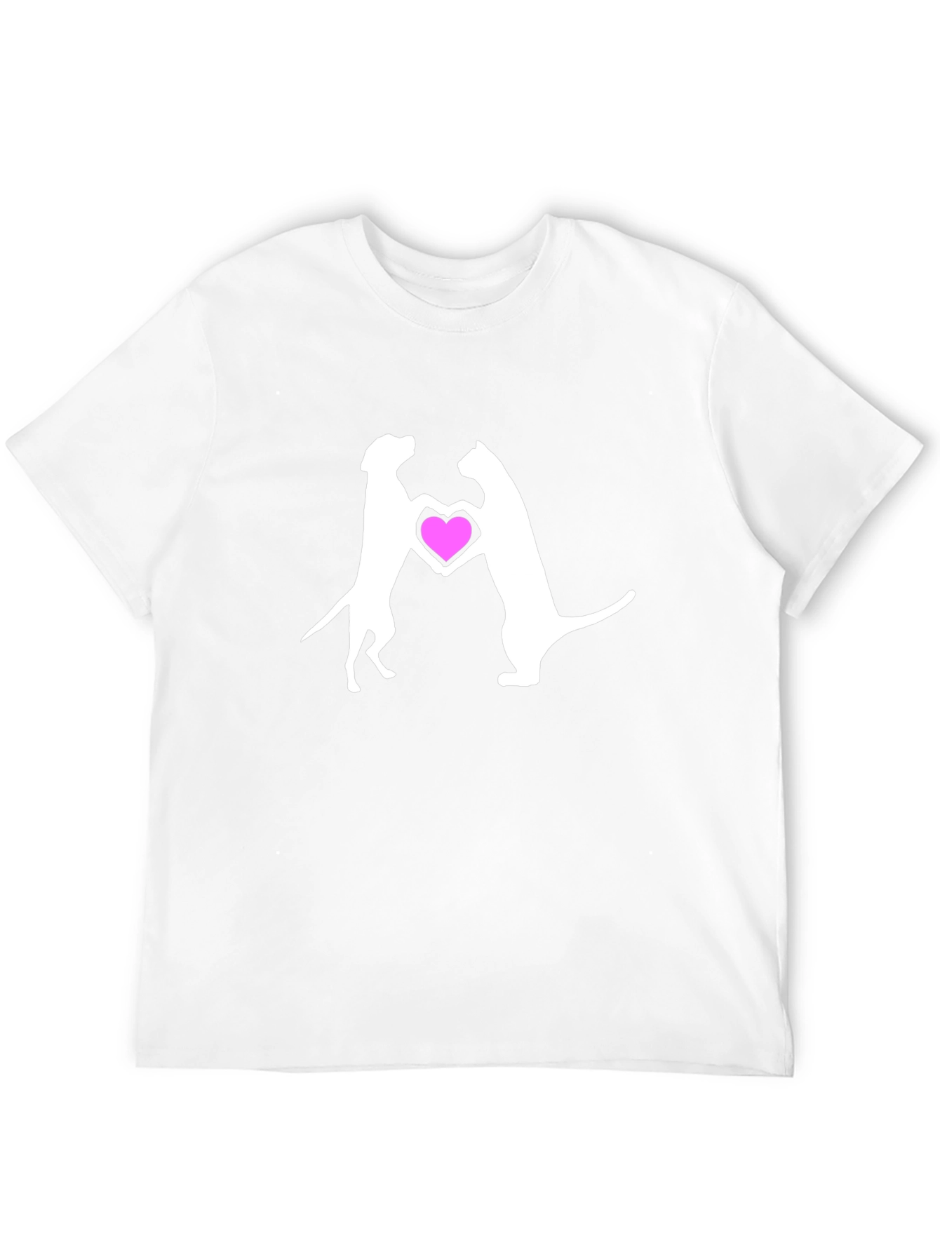 Dog & Cat Heart Graphic Black T-Shirt