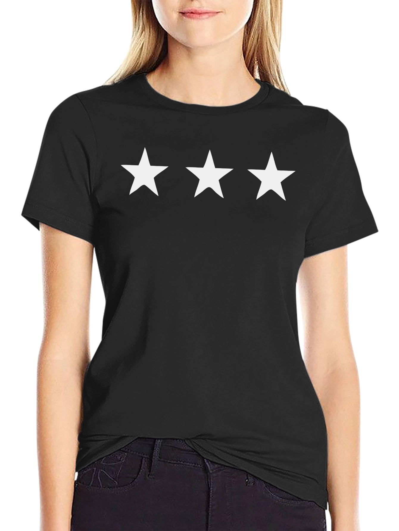 Three Star Graphic Black T-Shirt