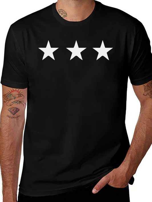 Three Star Graphic Black T-Shirt