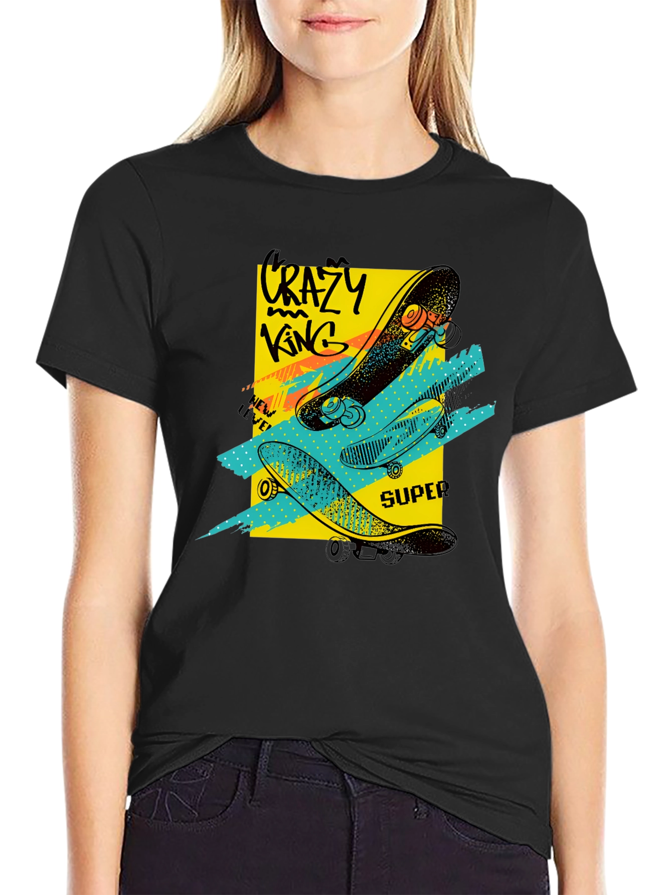 Crazy King Skateboard Graphic Tee - Urban Style