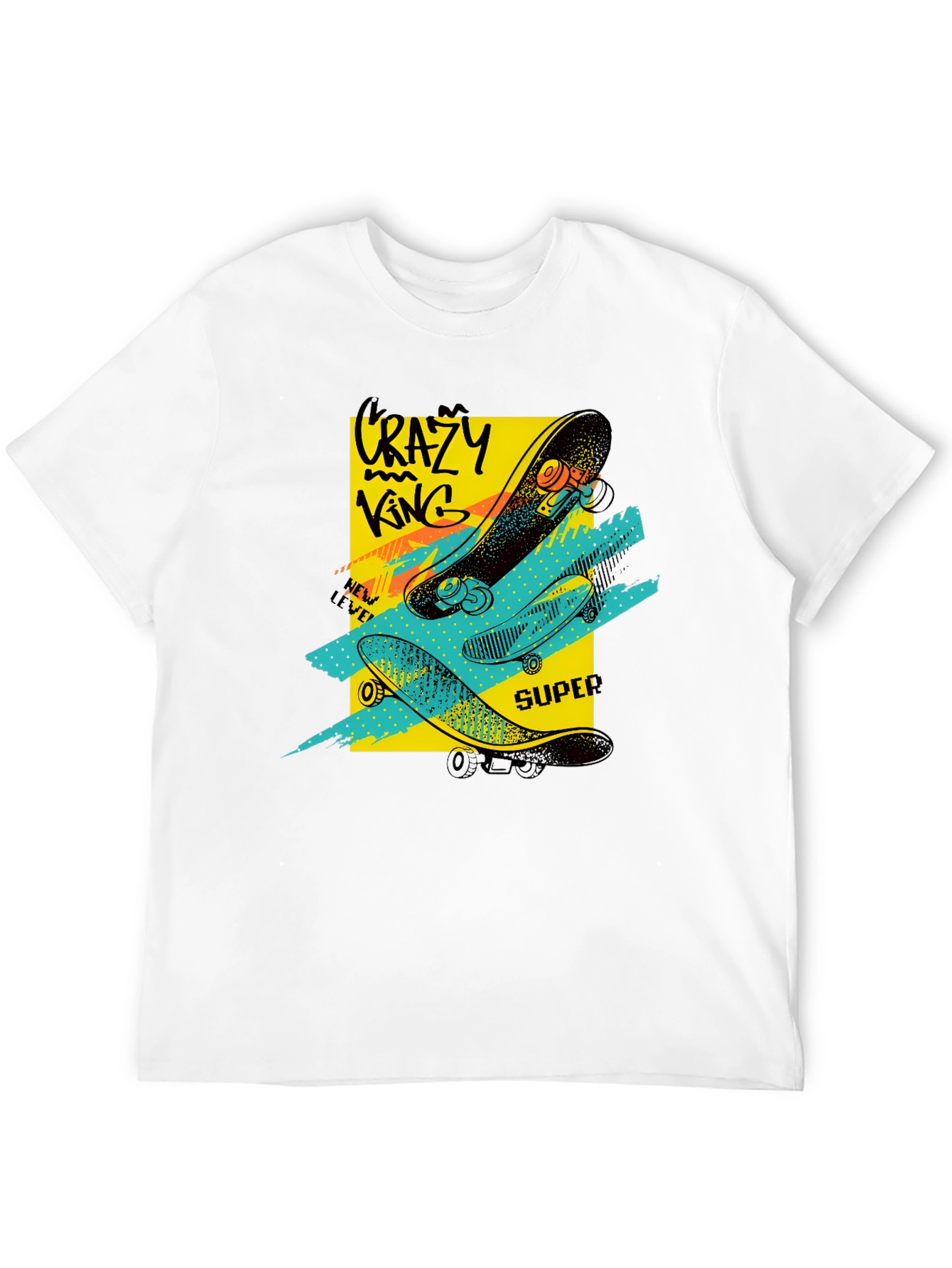 Crazy King Skateboard Graphic Tee - Urban Style