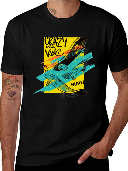 Crazy King Skateboard Graphic Tee - Urban Style