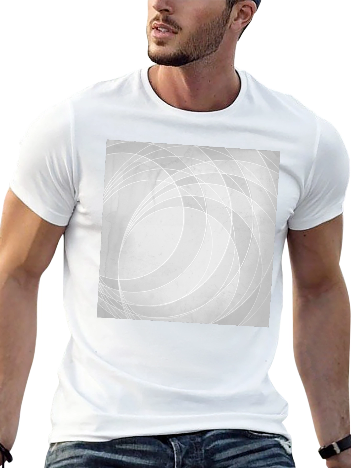Abstract Lines Graphic Black T-Shirt