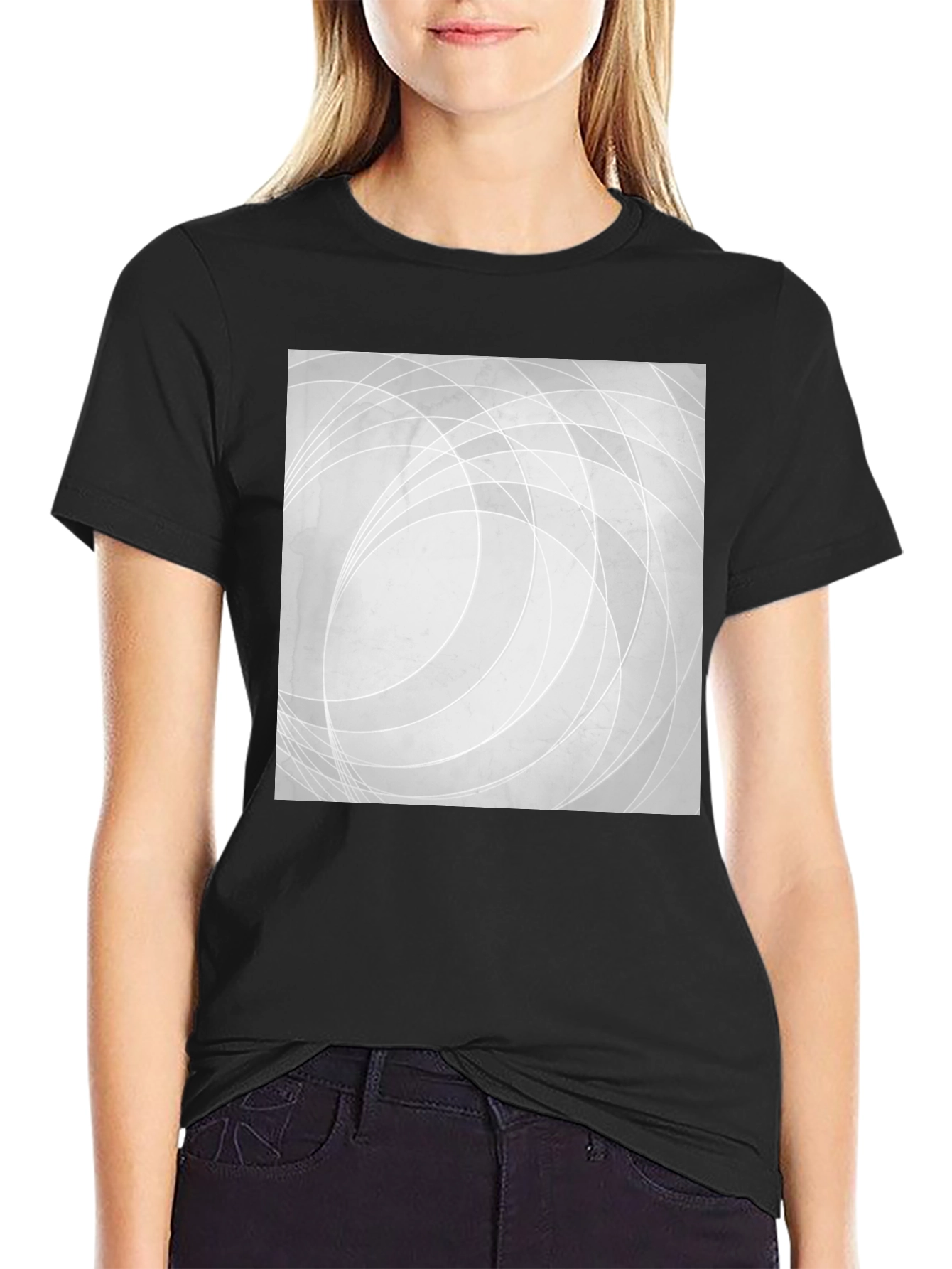 Abstract Lines Graphic Black T-Shirt