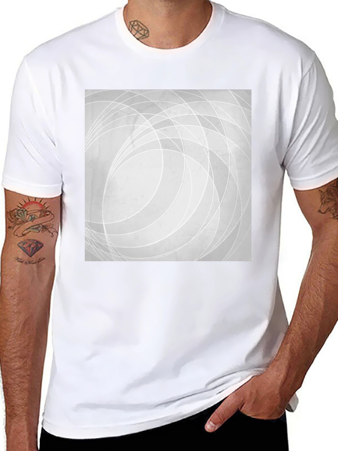 Abstract Lines Graphic Black T-Shirt