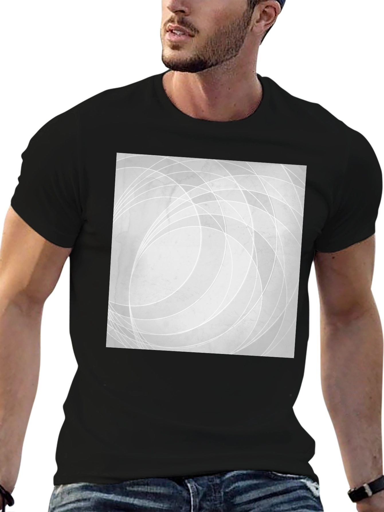 Abstract Lines Graphic Black T-Shirt