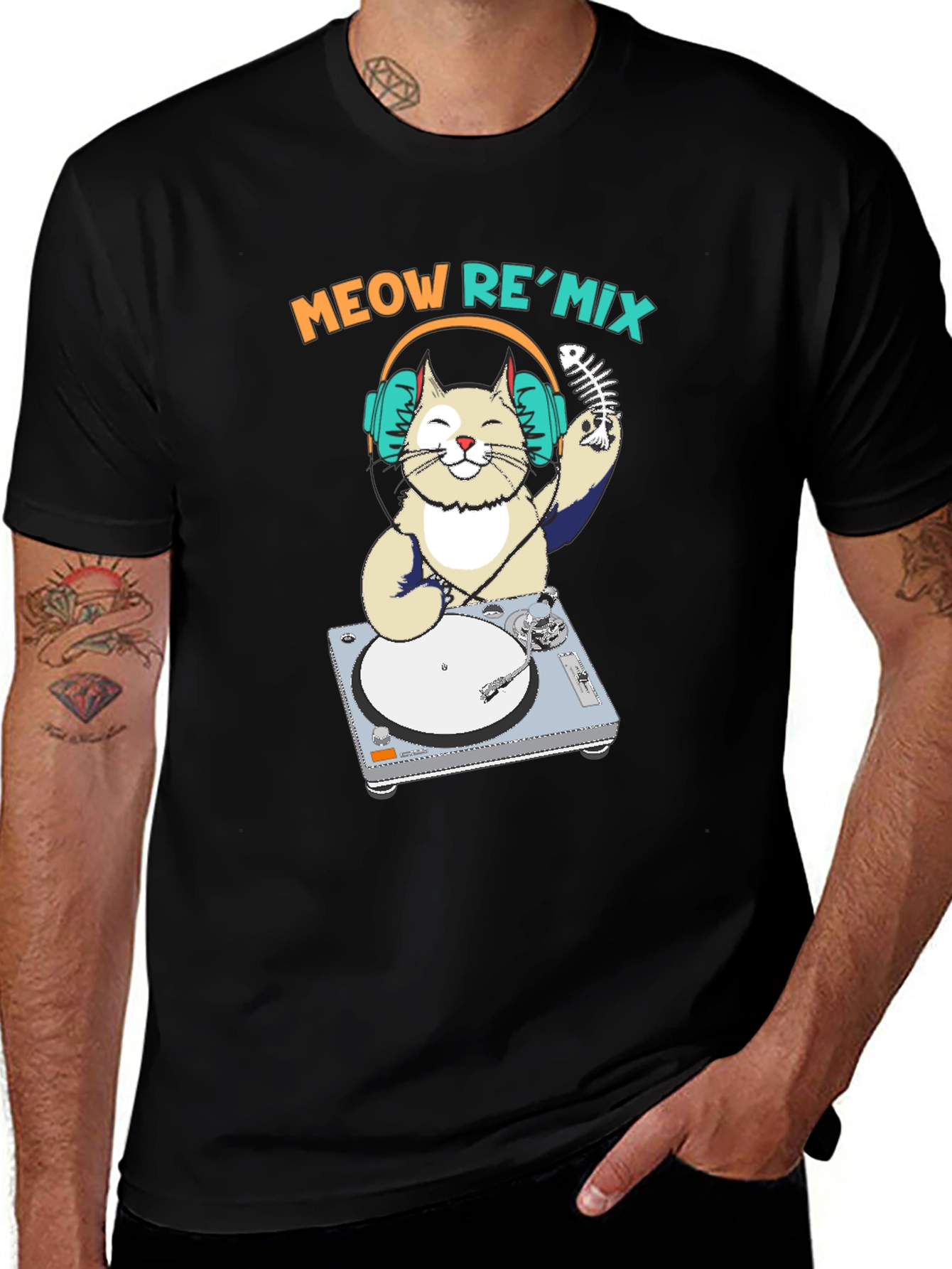 Meow Remix T-Shirt - DJ Cat Tee