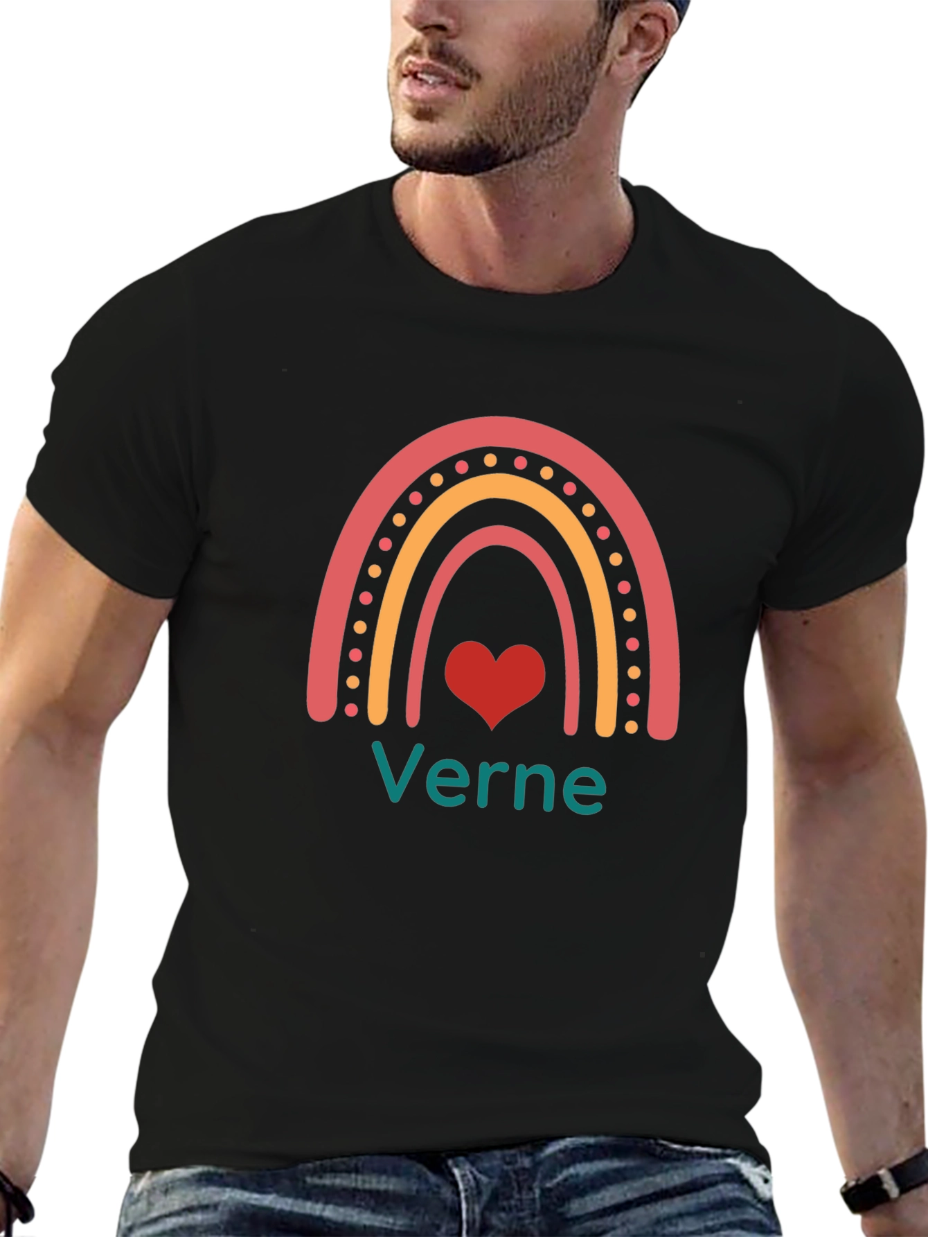 Verne Rainbow Heart Graphic T-Shirt - Stylish & Unique