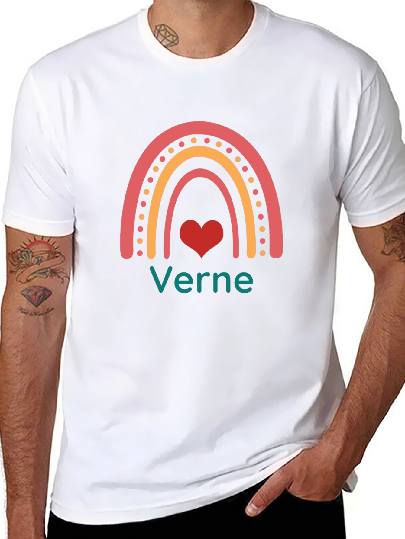 Verne Rainbow Heart Graphic T-Shirt - Stylish & Unique