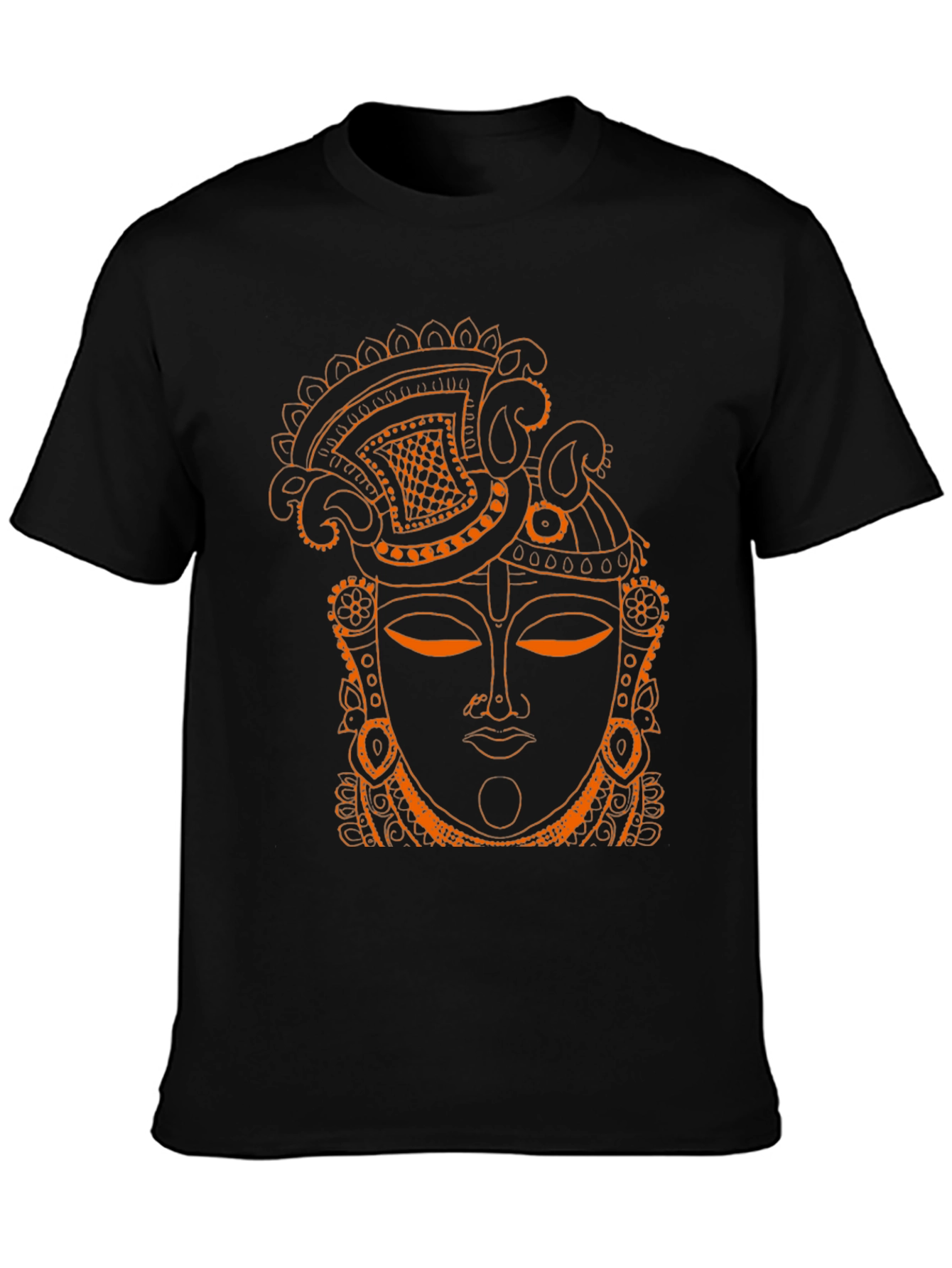 Ornate Face Graphic Tee - Artistic Black T-Shirt