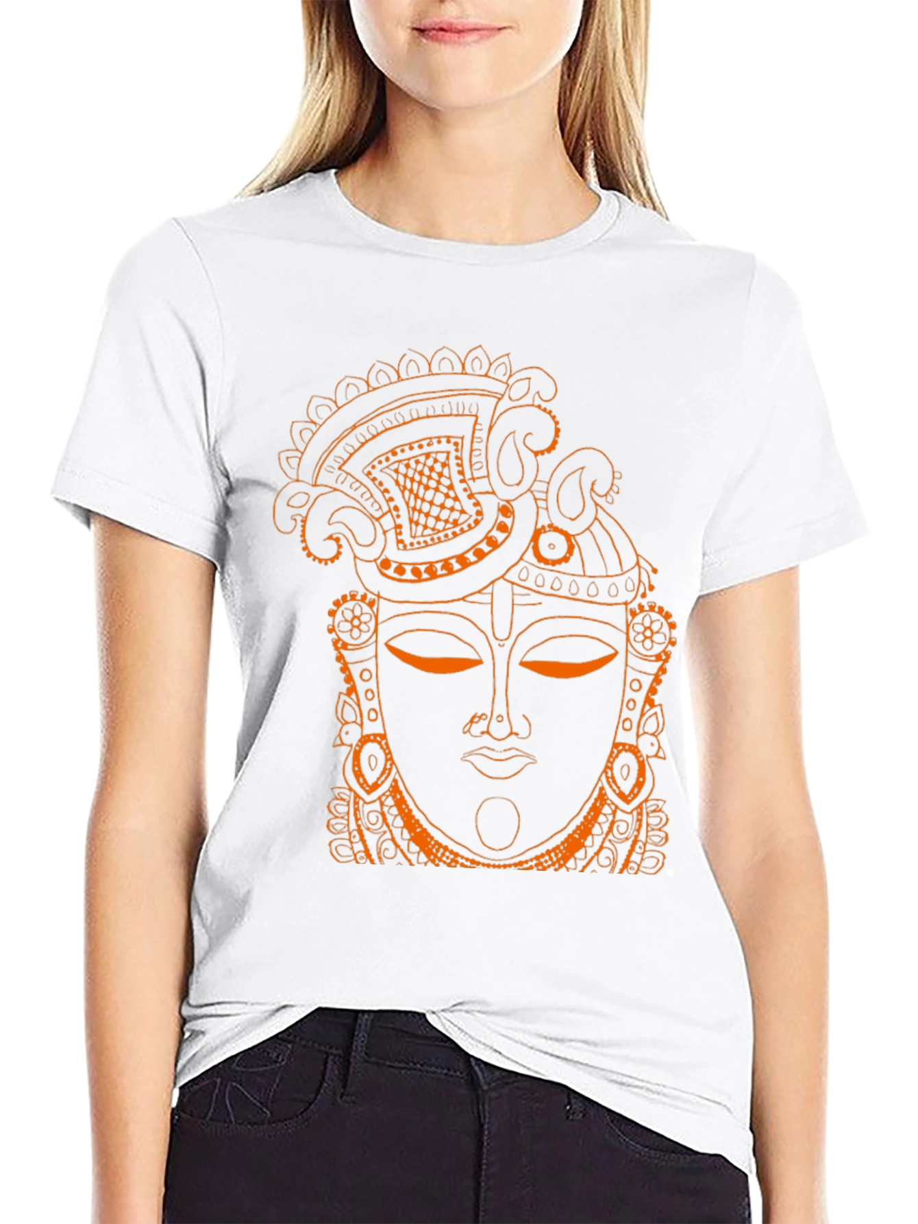 Ornate Face Graphic Tee - Artistic Black T-Shirt