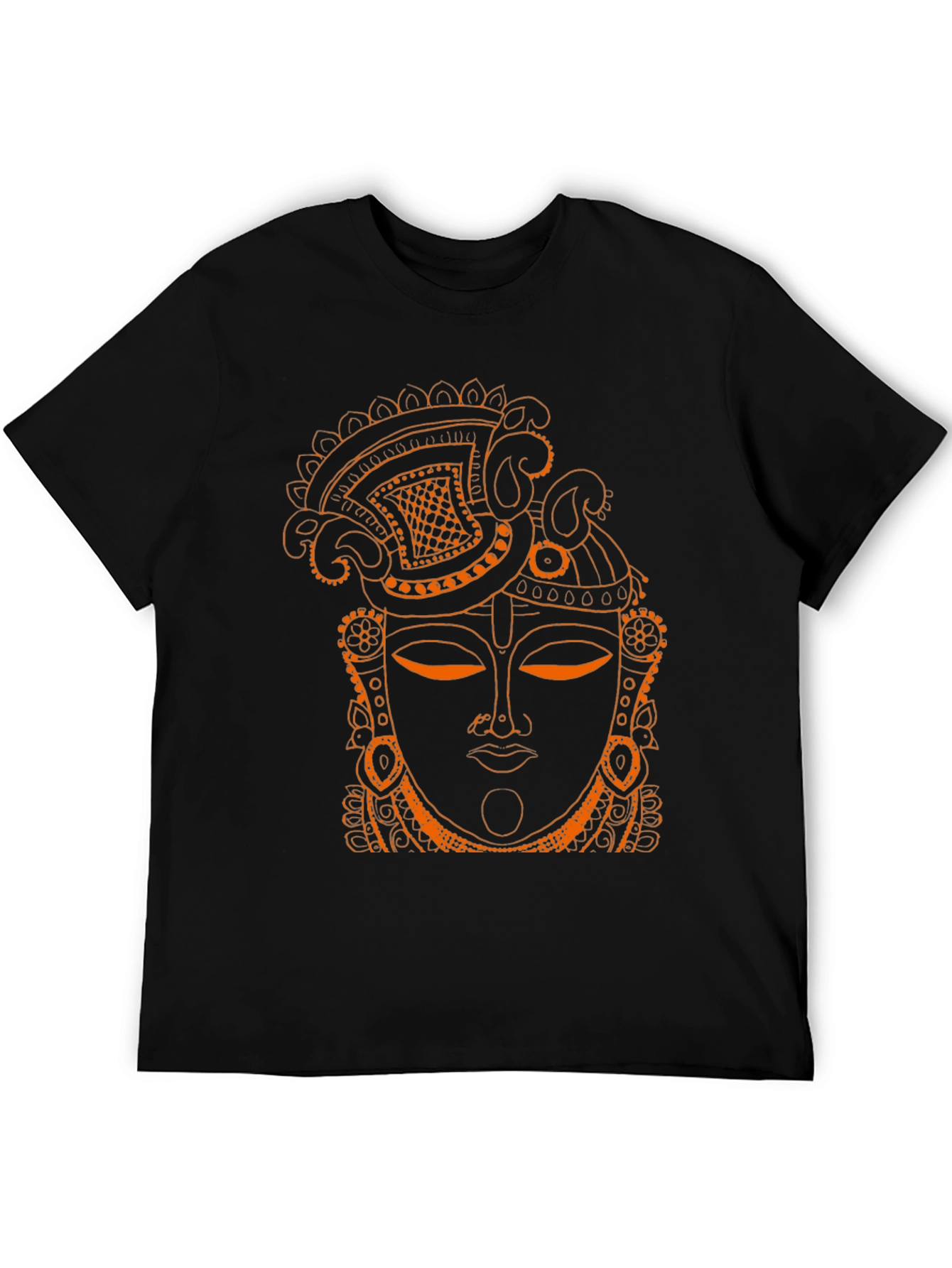 Ornate Face Graphic Tee - Artistic Black T-Shirt