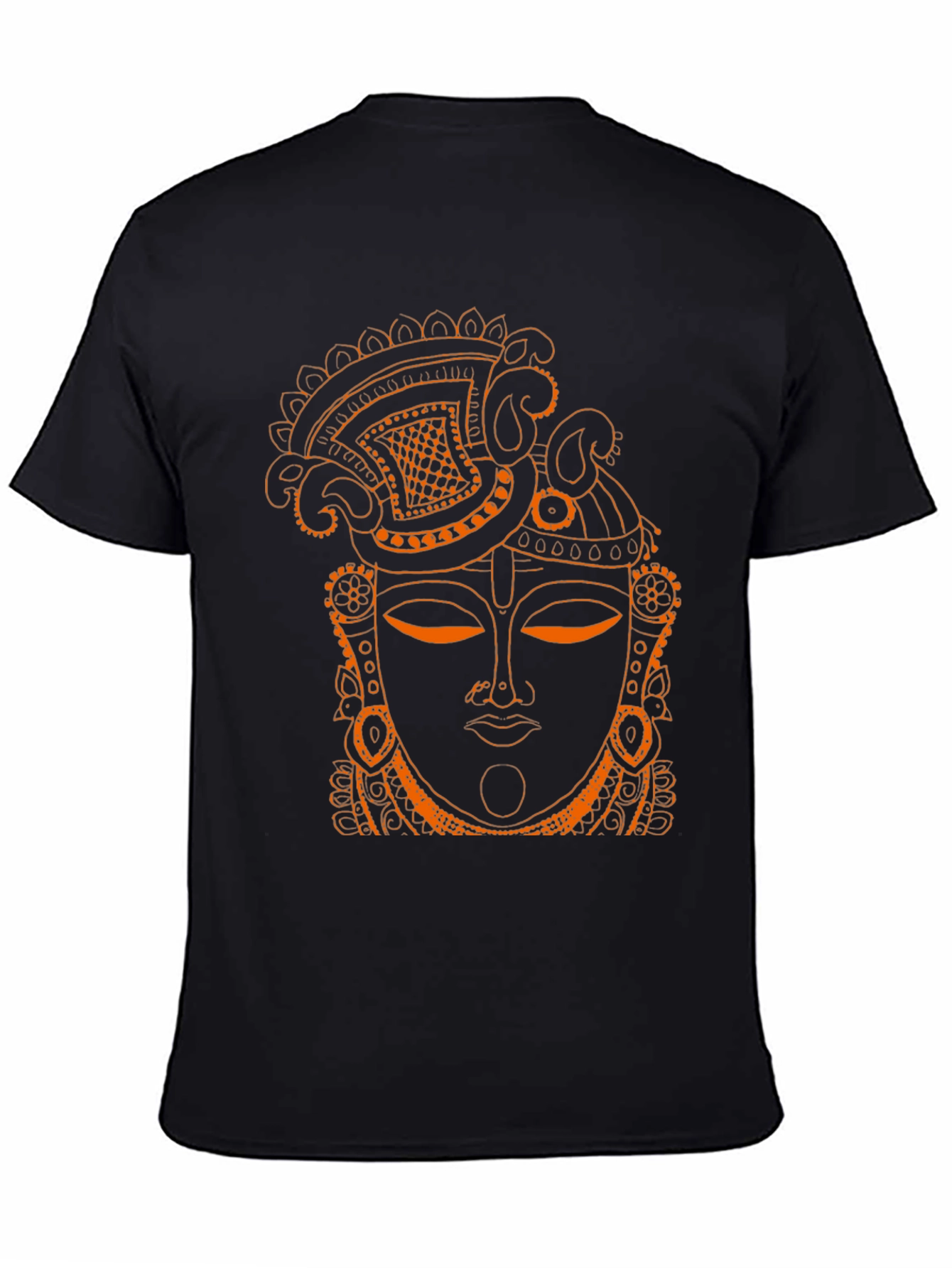 Ornate Face Graphic Tee - Artistic Black T-Shirt