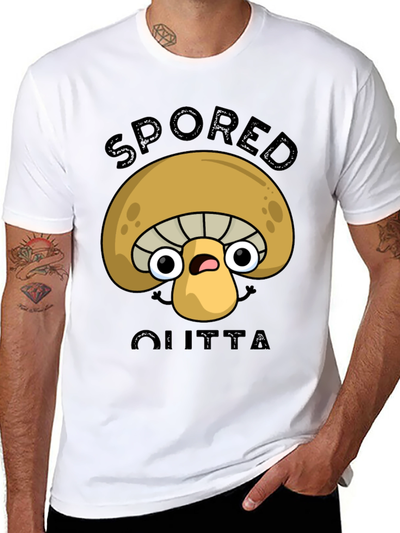 Spored Outta Shirt - Funny Mushroom Graphic Tee