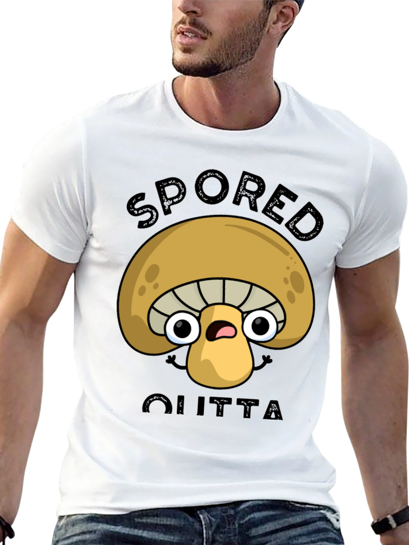 Spored Outta Shirt - Funny Mushroom Graphic Tee