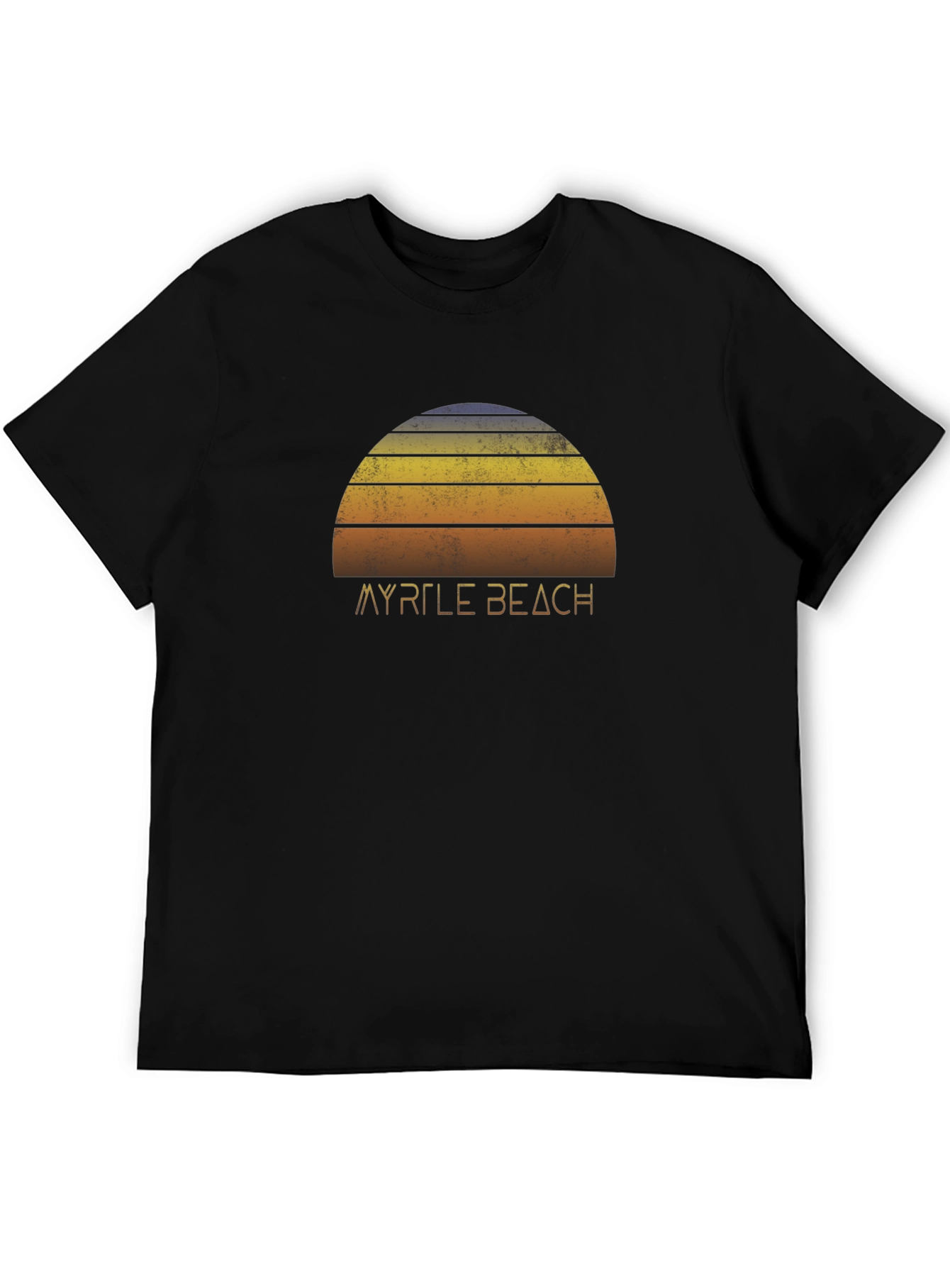 Myrtle Beach Sunset Tee - Retro Style Black T-Shirt